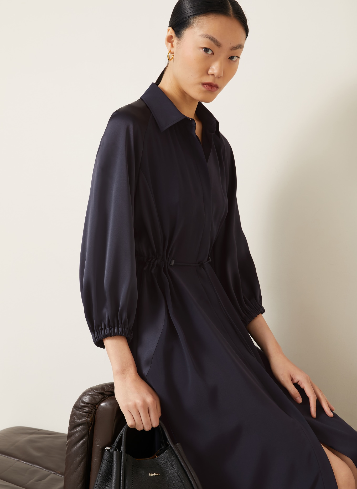 Max Mara Hemdblusenkleid PELOTA: SCHWARZ
