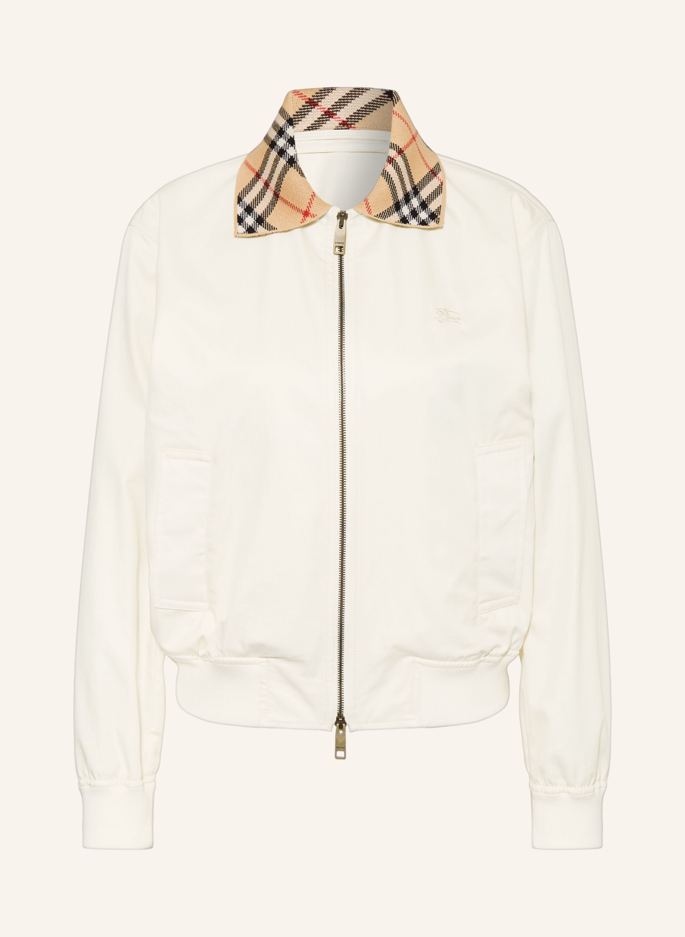 BURBERRY HAYFIELD Bomber jacket: CREAM / BEIGE / RED