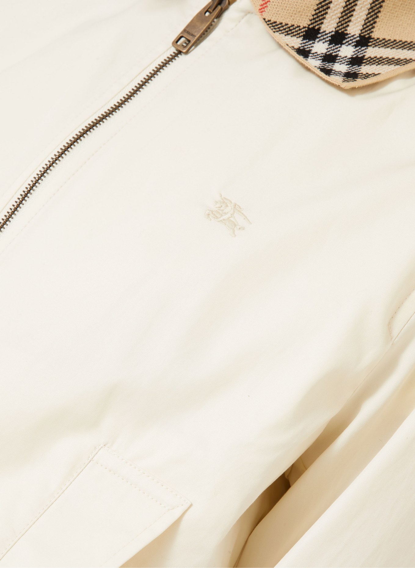 BURBERRY HAYFIELD Bomber jacket: CREAM / BEIGE / RED