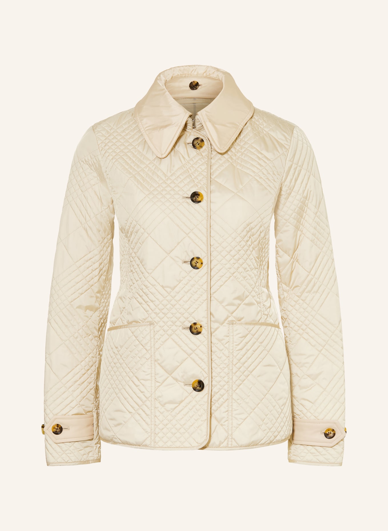 BURBERRY FERNLEIGH Quilted Jacket with Detachable Collar: BEIGE