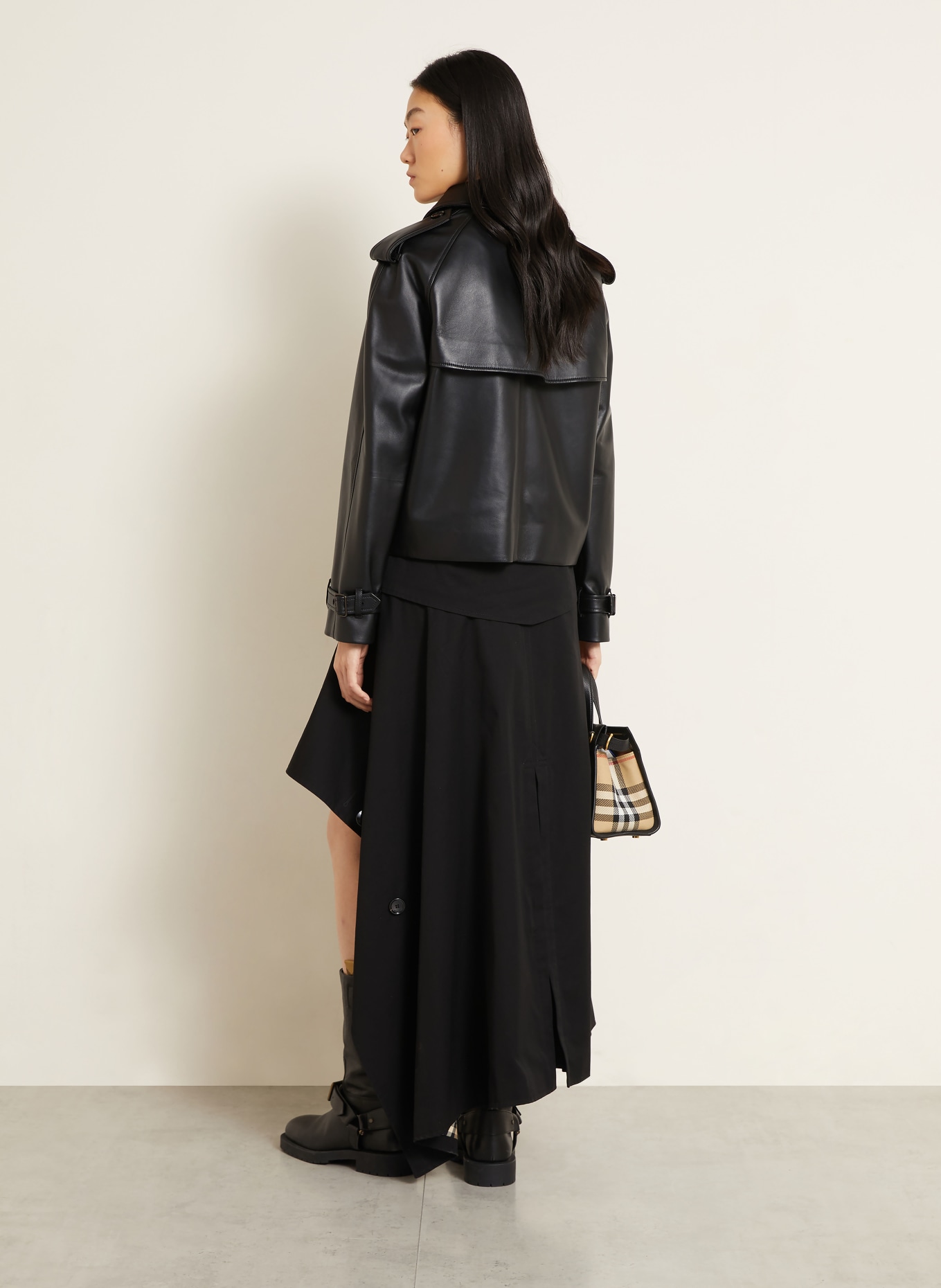BURBERRY Kurtka skórzana MAYFAIR: CZARNY