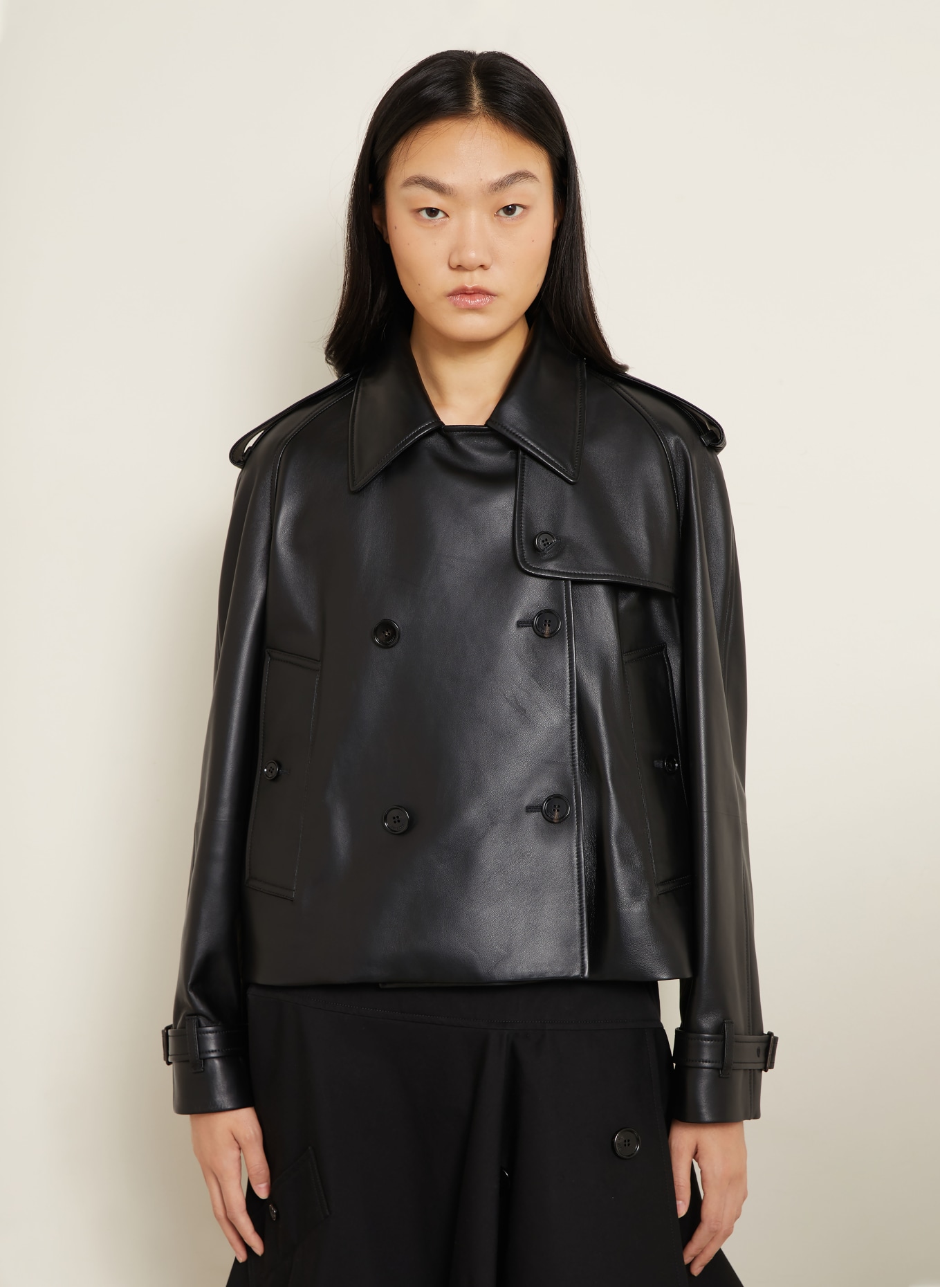 BURBERRY Kurtka skórzana MAYFAIR: CZARNY