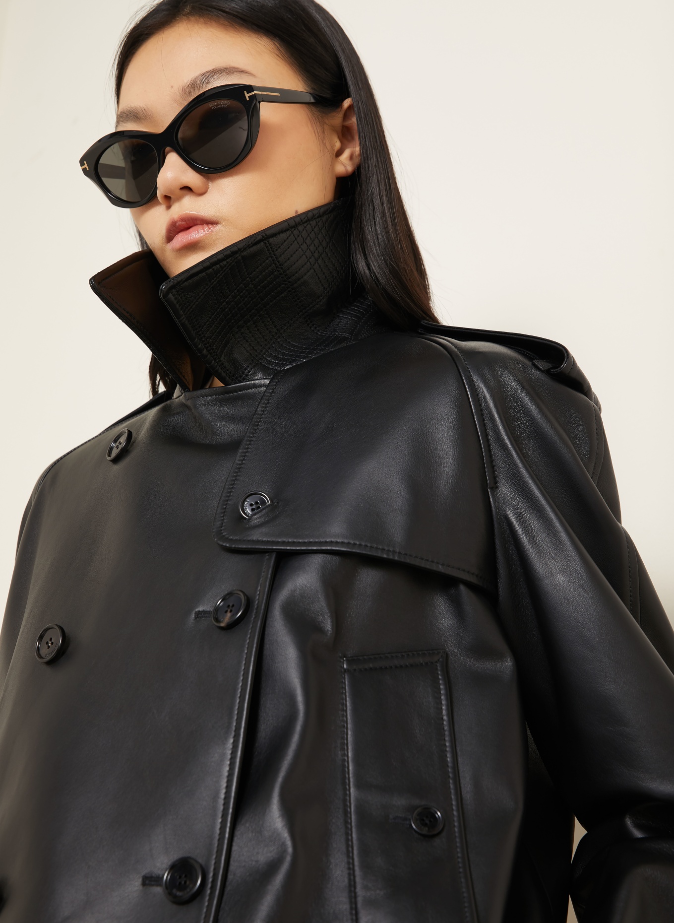 BURBERRY Kurtka skórzana MAYFAIR: CZARNY