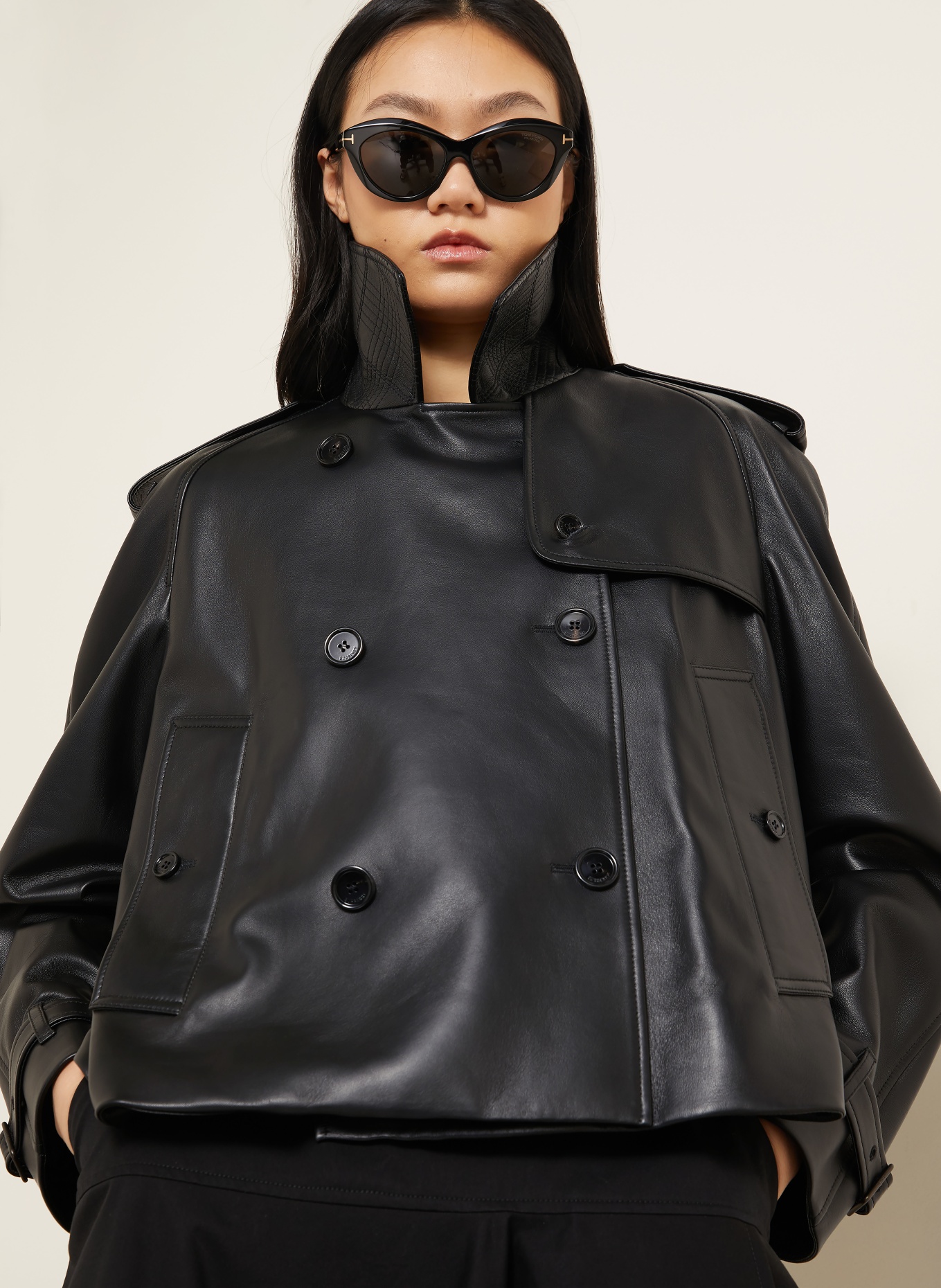 BURBERRY Kurtka skórzana MAYFAIR: CZARNY