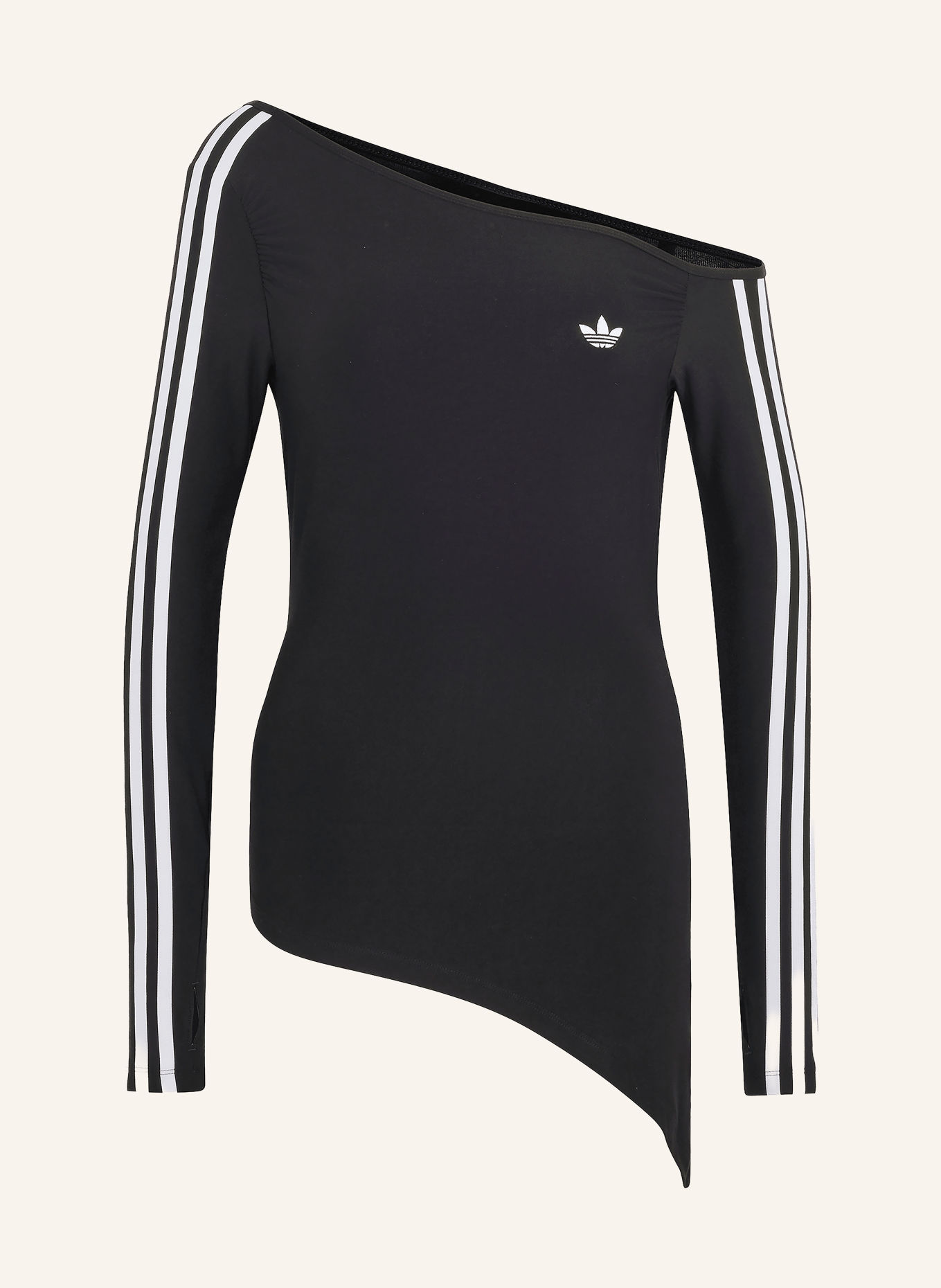 adidas Originals One-Shoulder-Shirt: SCHWARZ / WEISS