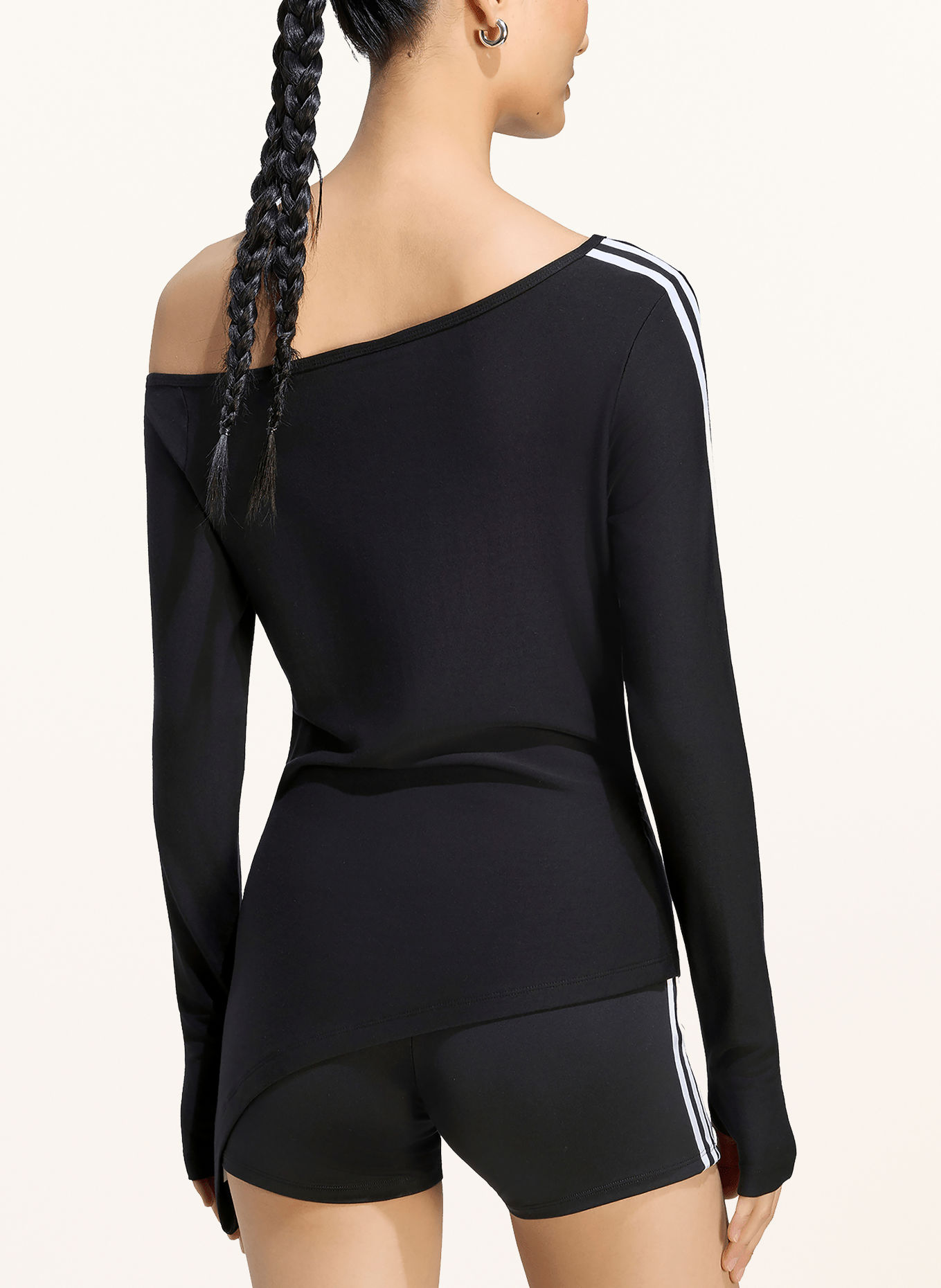 adidas Originals One-Shoulder-Shirt: SCHWARZ / WEISS