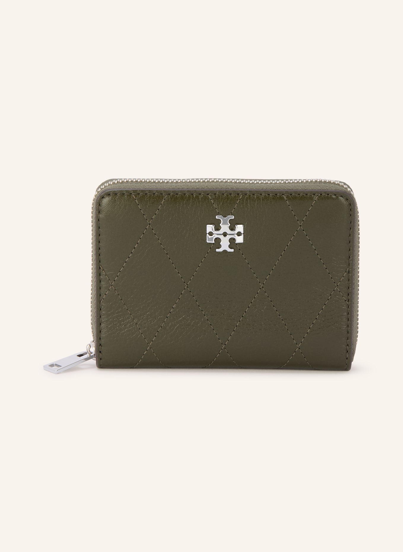 TORY BURCH Geldbörse CHARLIE: KHAKI / SILBER