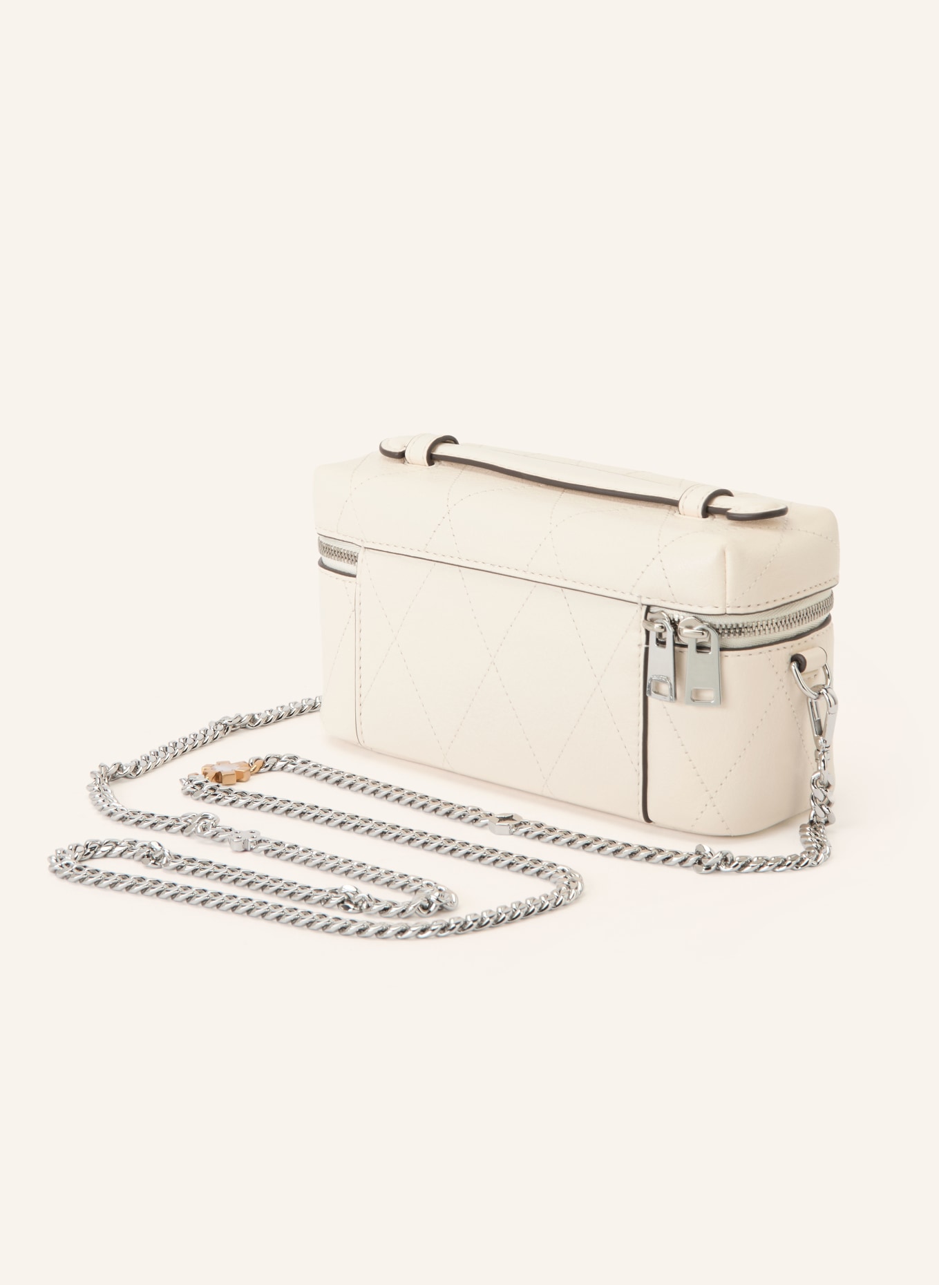TORY BURCH Umhängetasche CHARLIE: CREME / SILBER