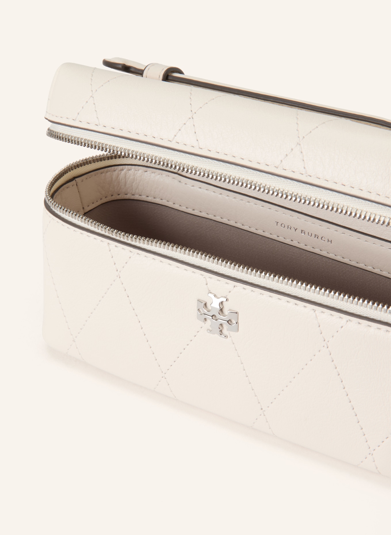 TORY BURCH Umhängetasche CHARLIE: CREME / SILBER