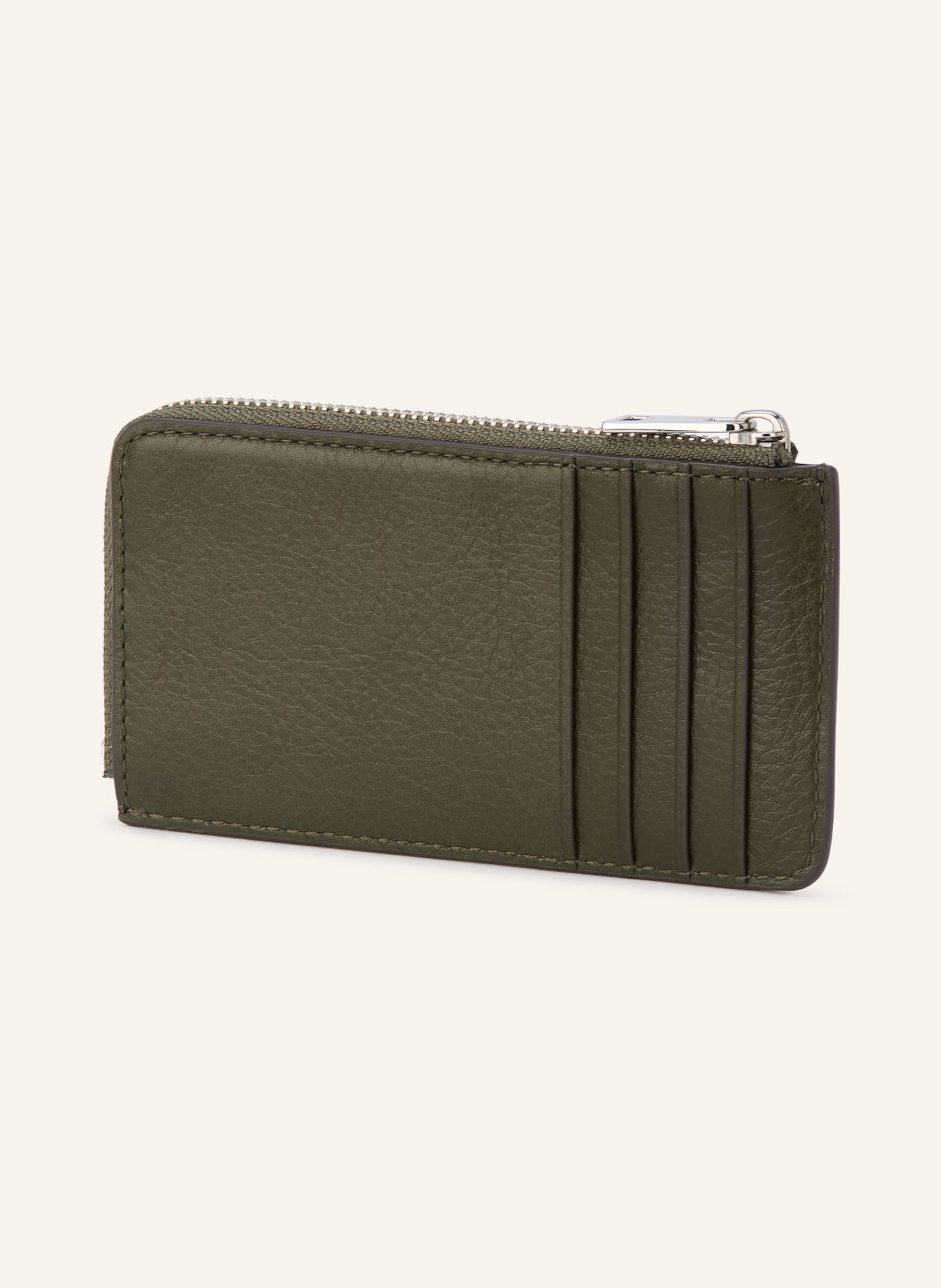 TORY BURCH Kartenetui CHARLIE: OLIV / SILBER