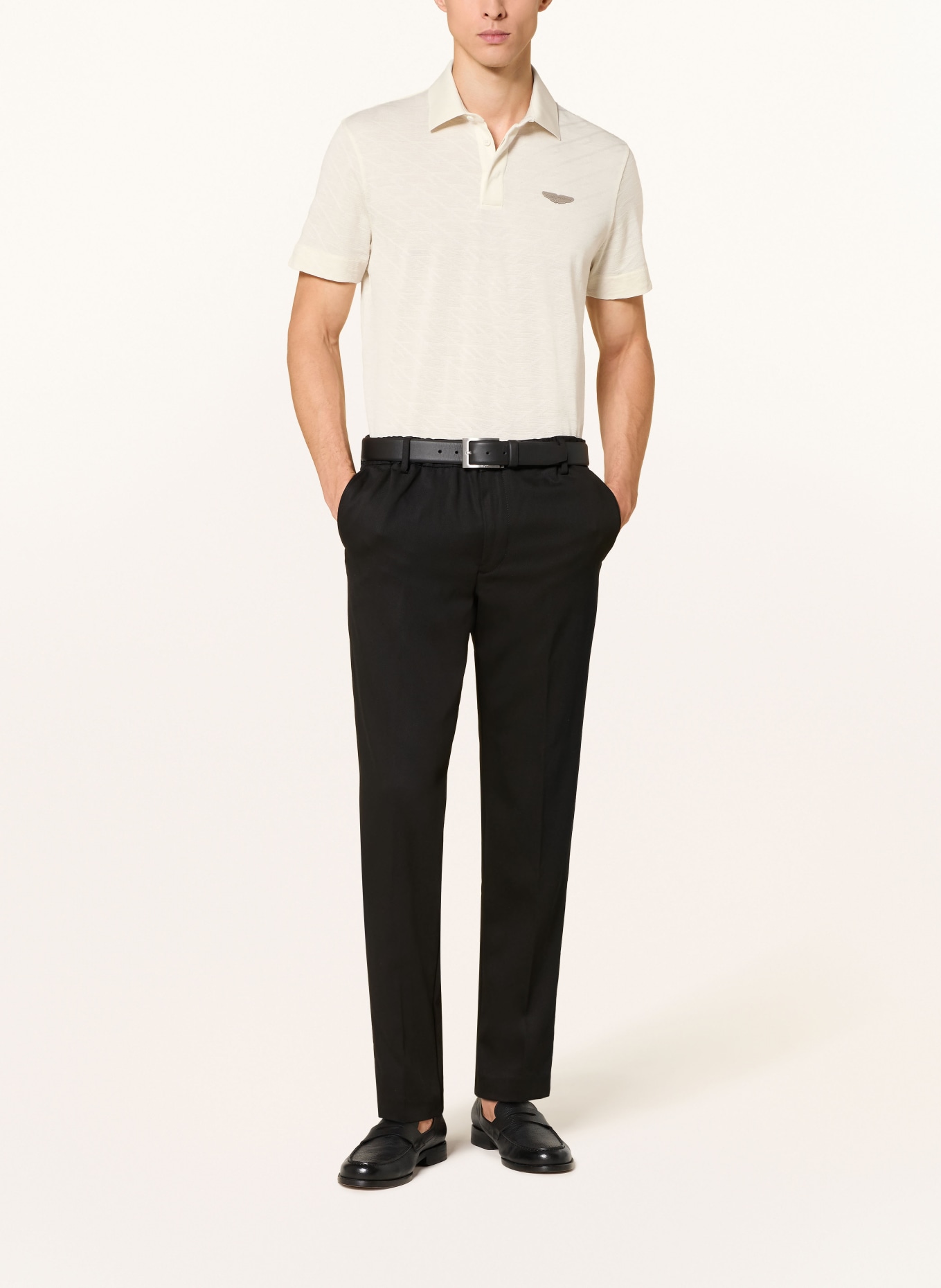 BOSS Polo jacquard C-PROUT coupe classique: ÉCRU / BEIGE