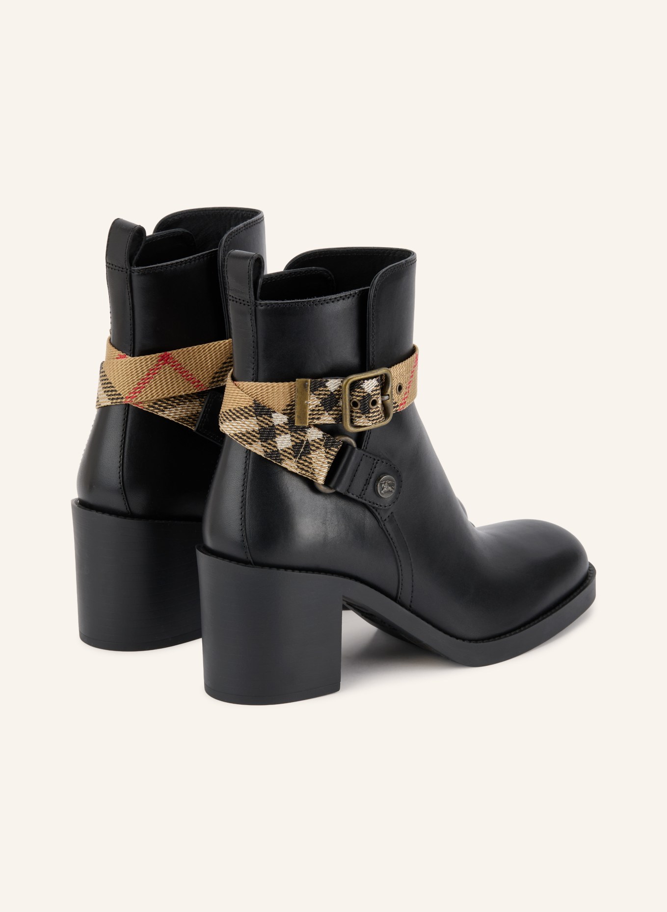BURBERRY HUNTLEY Ankle boots: BLACK / BEIGE / RED