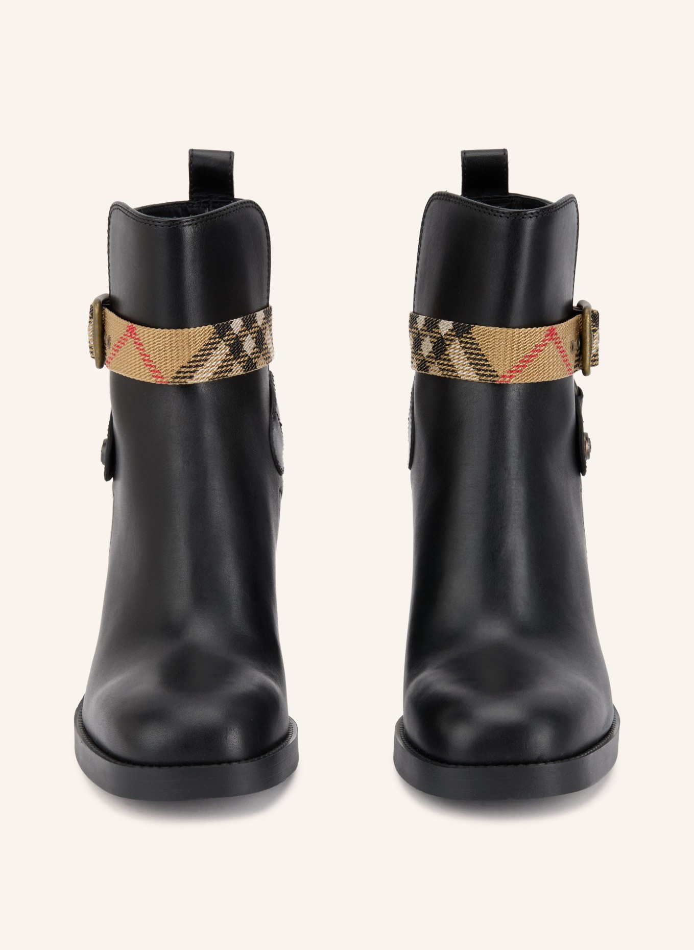 BURBERRY HUNTLEY Ankle boots: BLACK / BEIGE / RED