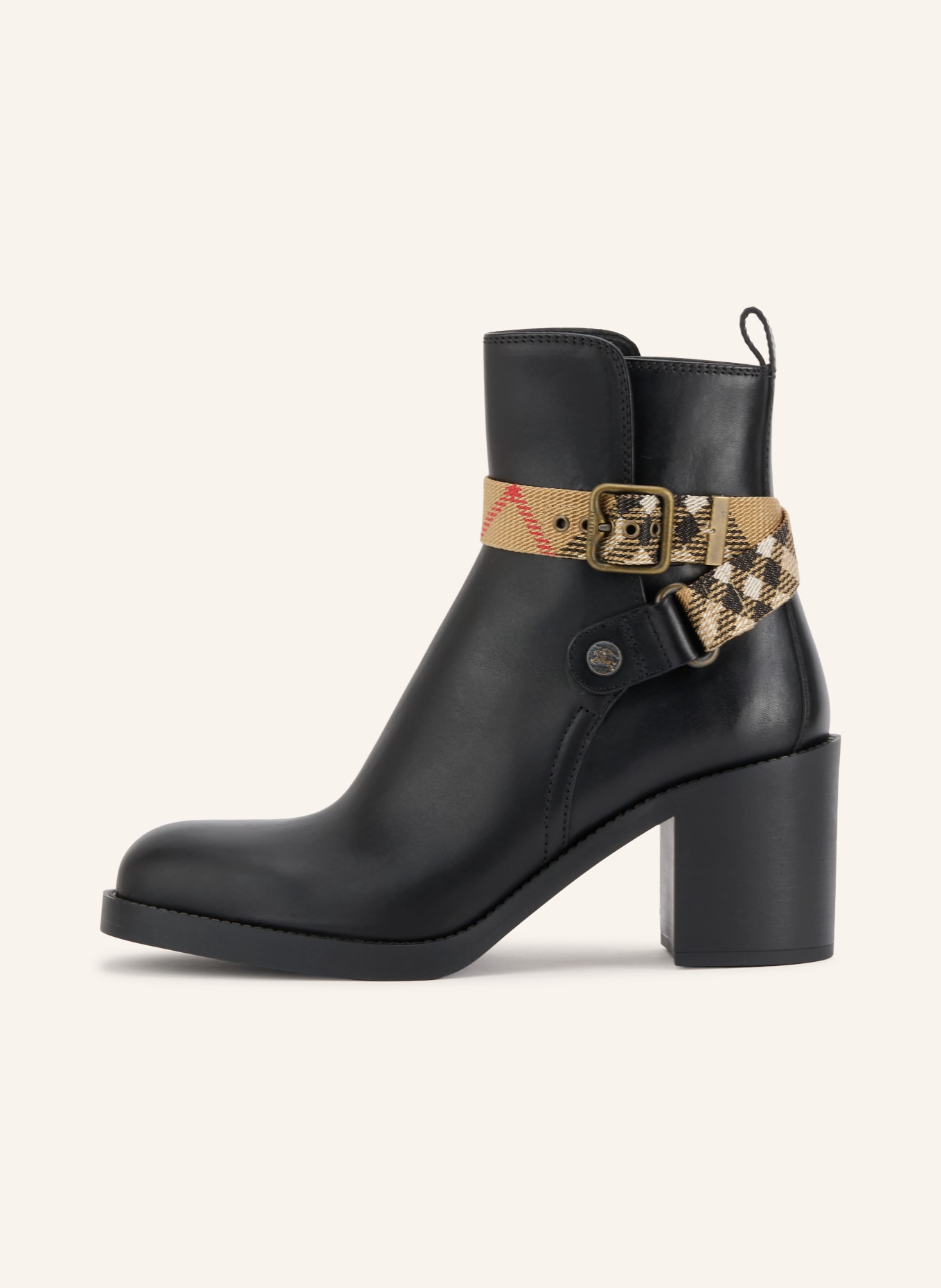BURBERRY HUNTLEY Ankle boots: BLACK / BEIGE / RED