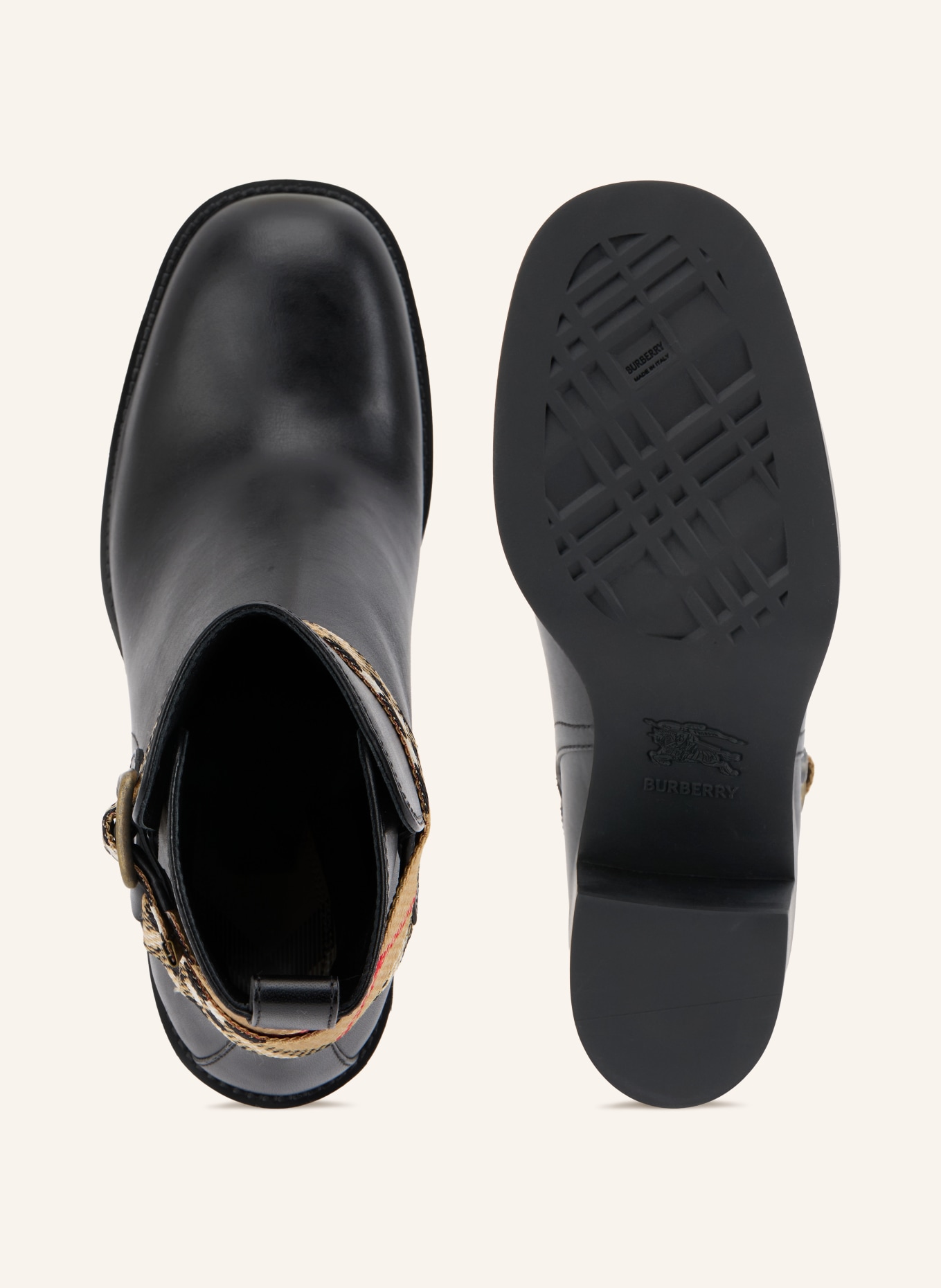 BURBERRY HUNTLEY Ankle boots: BLACK / BEIGE / RED