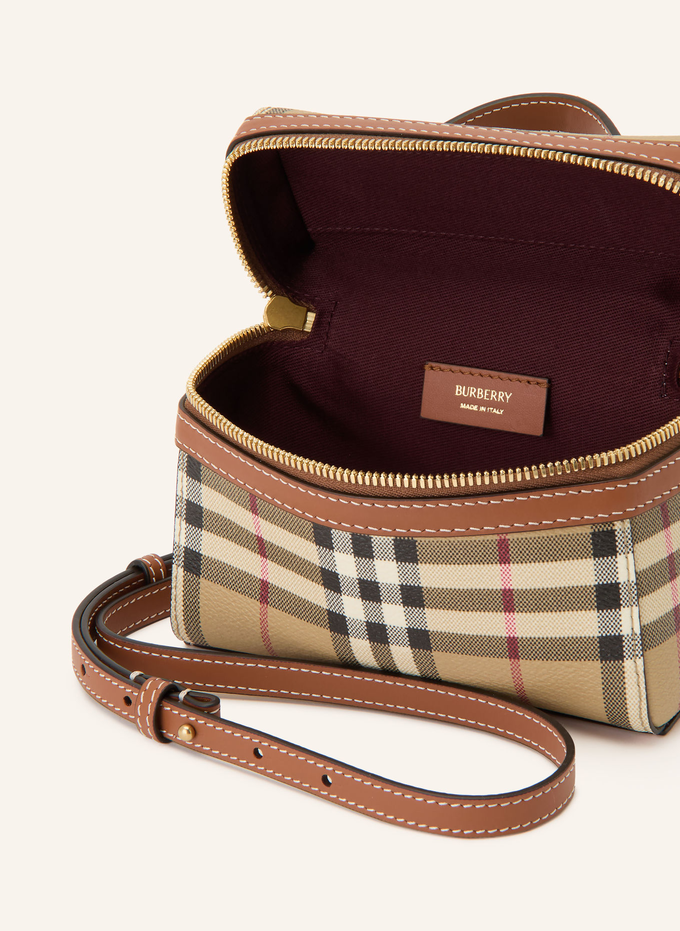 BURBERRY Umhängetasche: CAMEL / ROT / SCHWARZ
