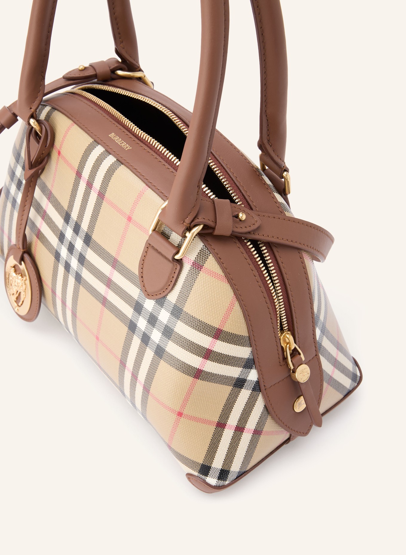 BURBERRY Handtasche PRIMROSE: BEIGE / BRAUN / ROT