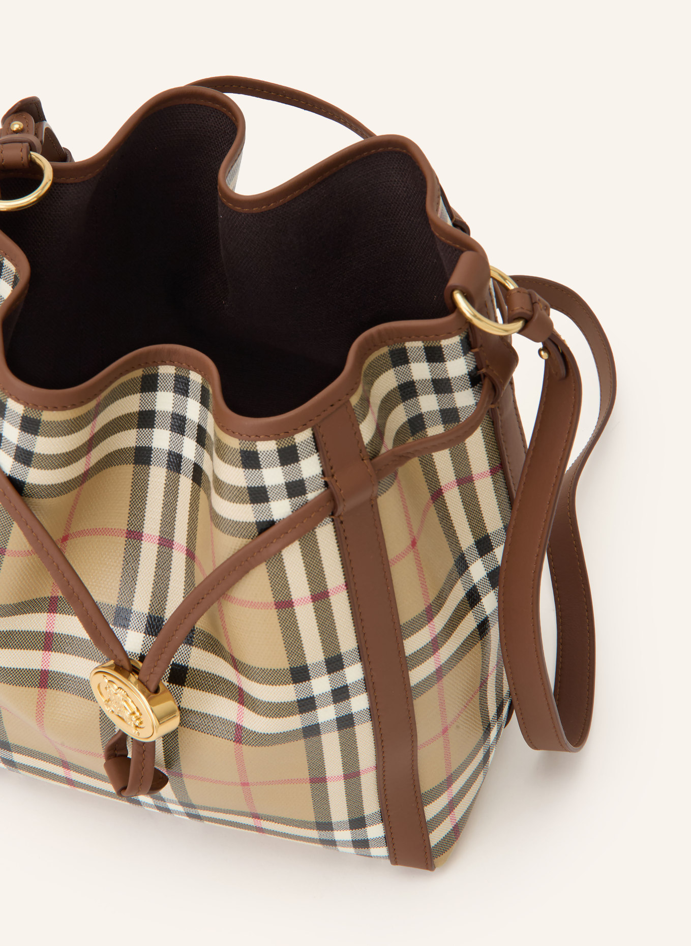 BURBERRY Beuteltasche SMALL: BEIGE / GOLD / BRAUN
