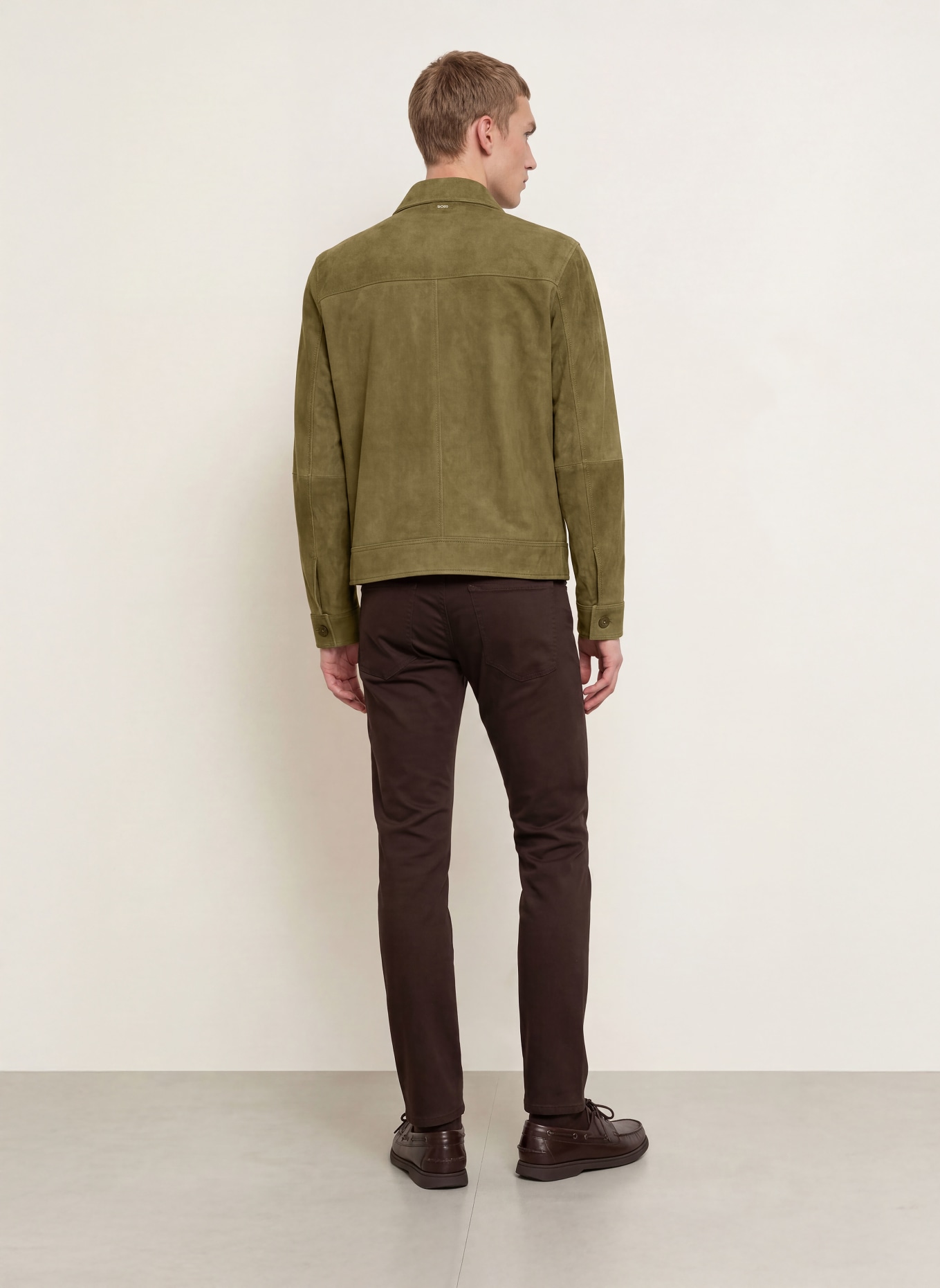BOSS MALBANO Leather Jacket: OLIVE