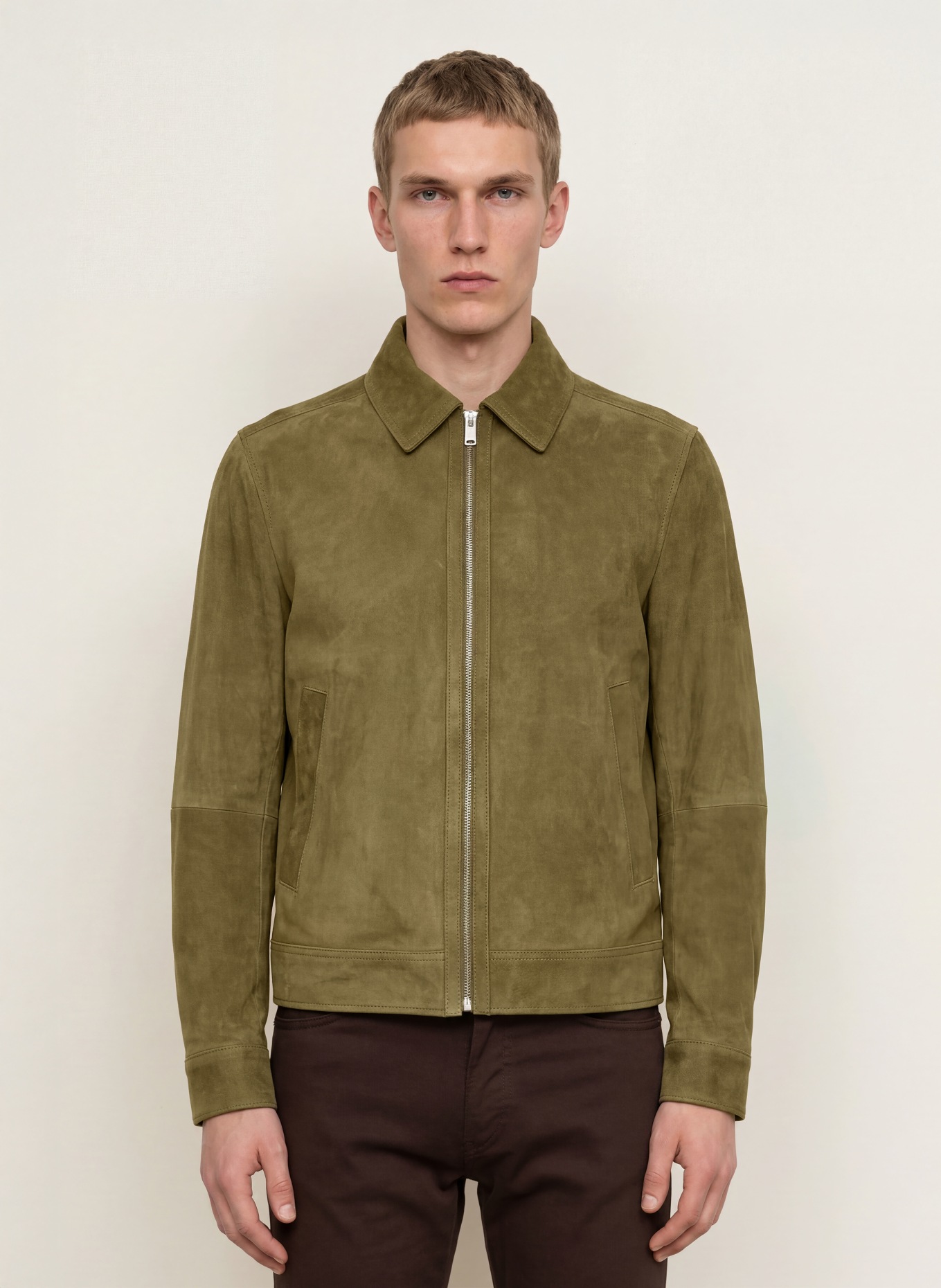 BOSS MALBANO Leather Jacket: OLIVE