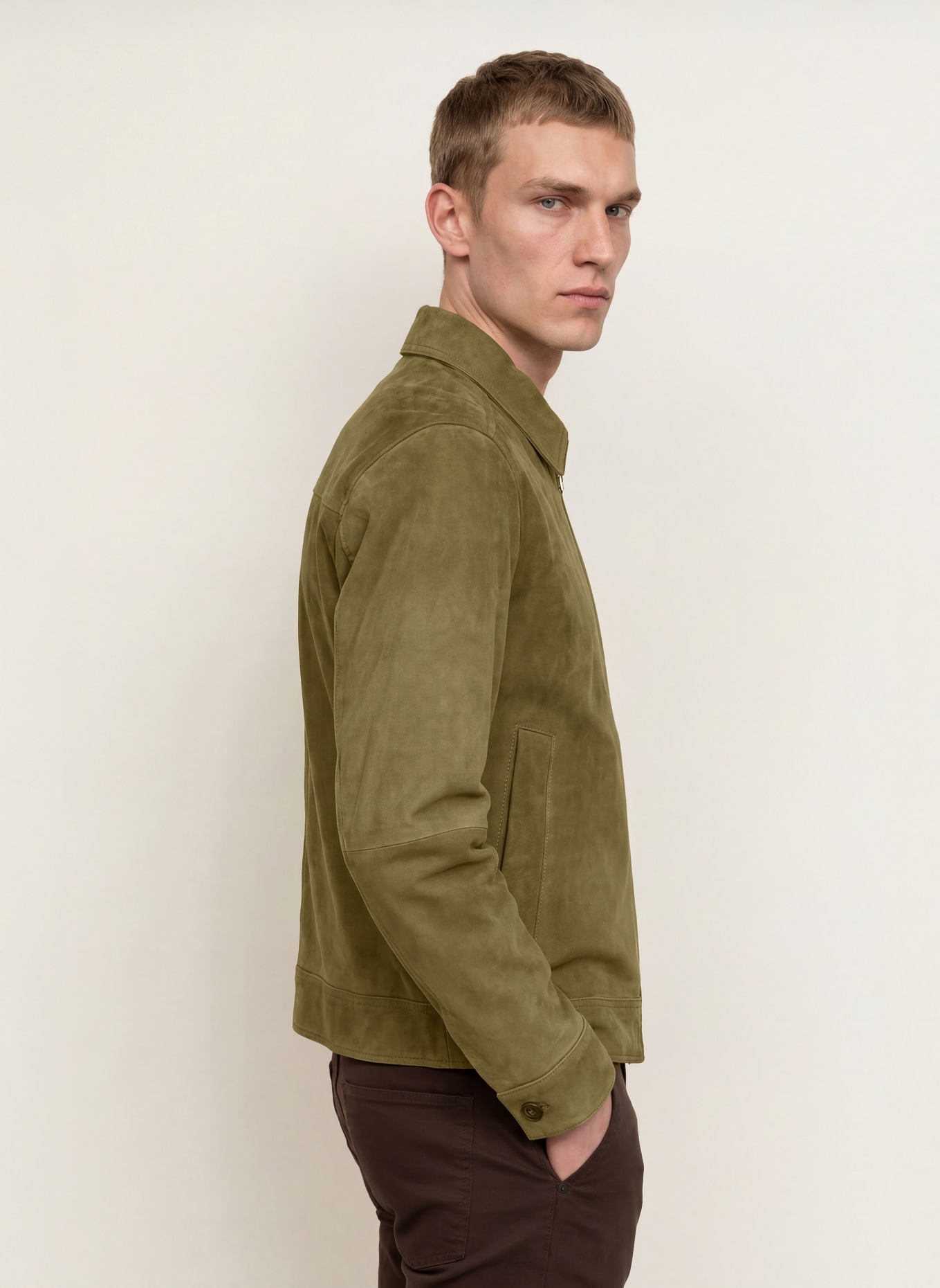 BOSS MALBANO Leather Jacket: OLIVE
