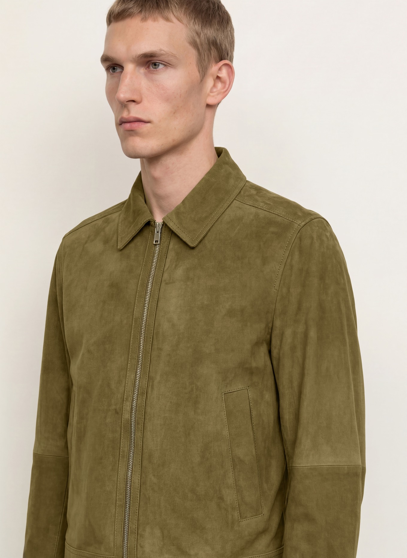 BOSS MALBANO Leather Jacket: OLIVE