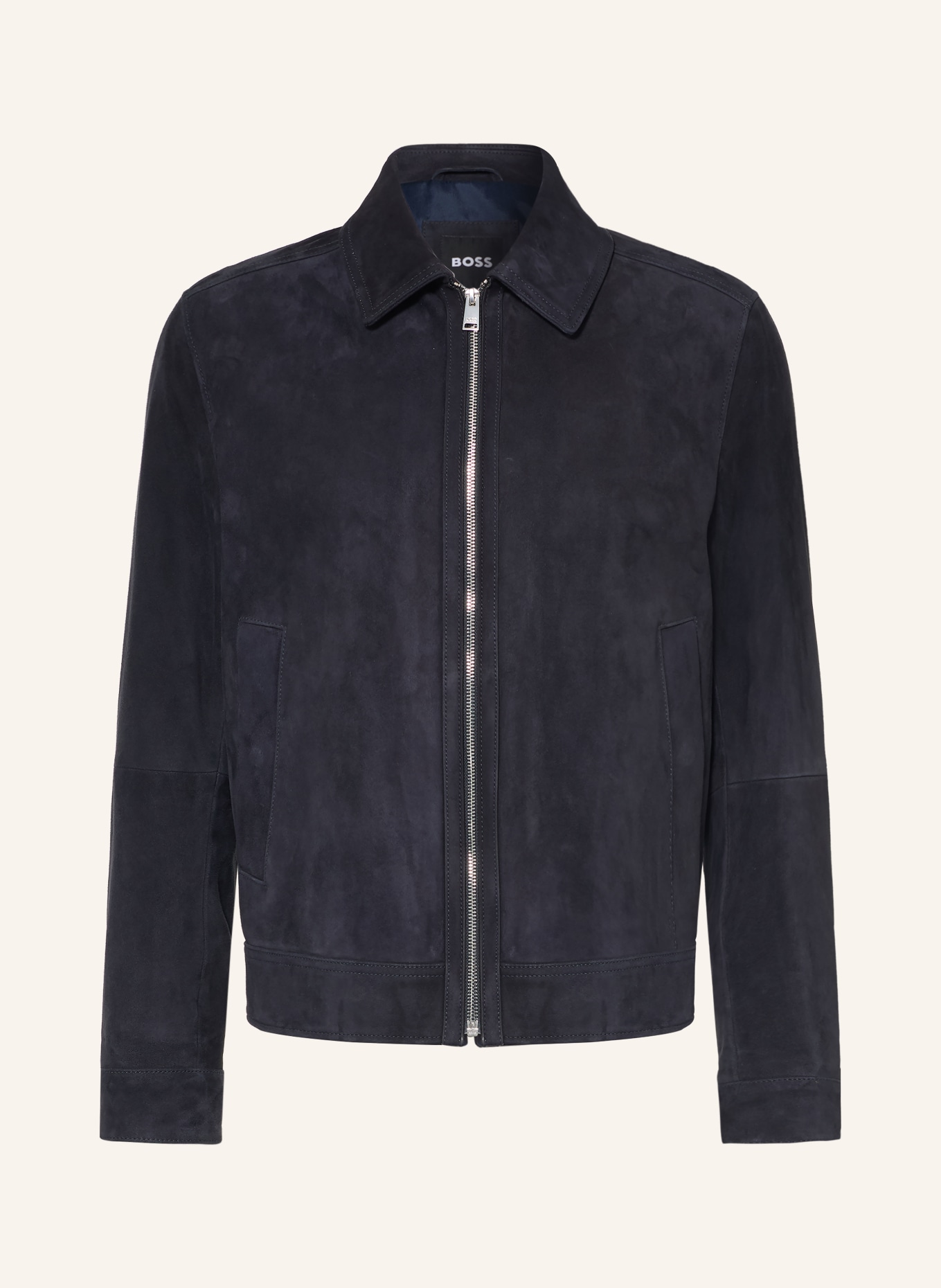 BOSS MALBANO Leather Jacket: DARK BLUE