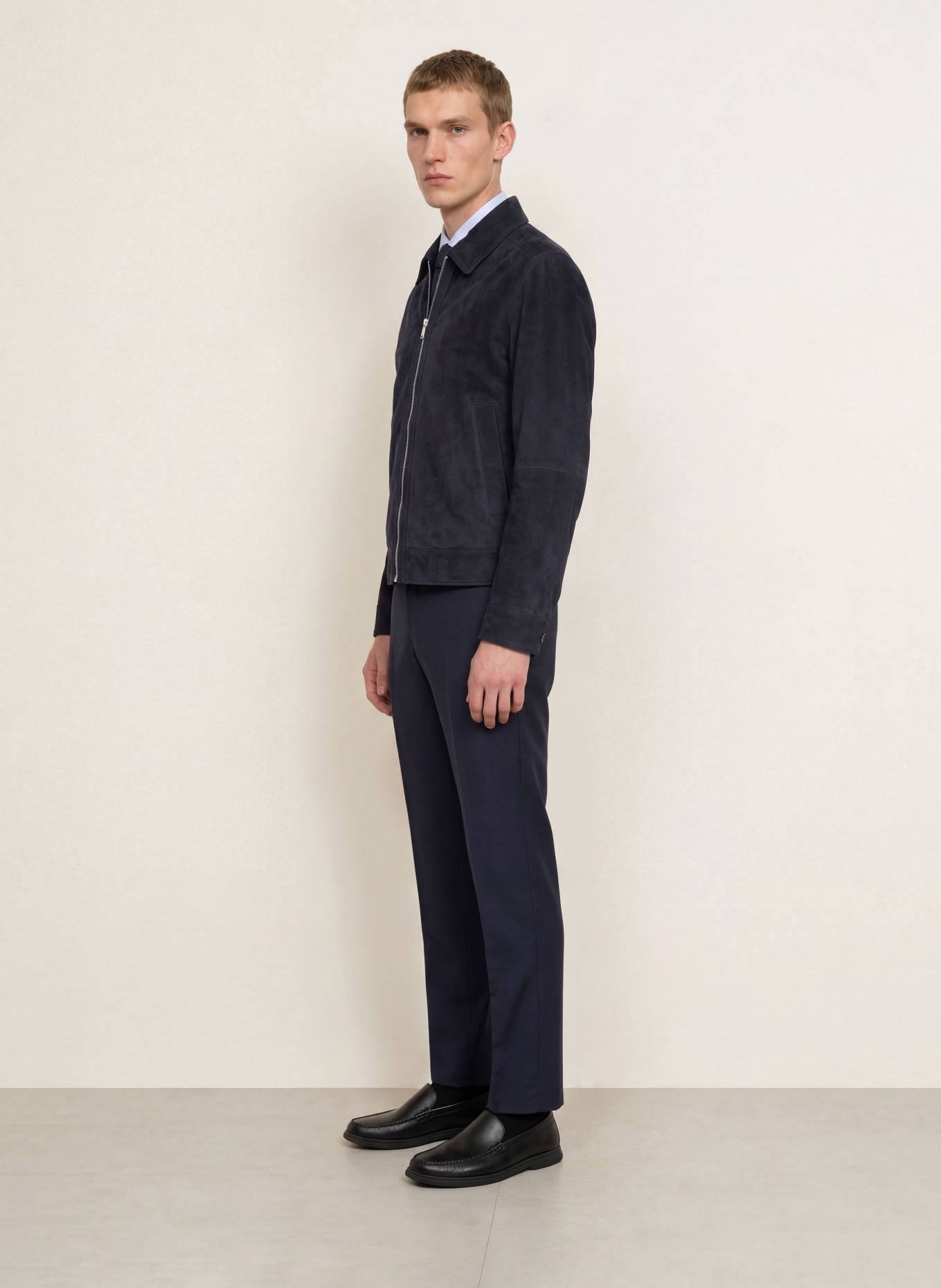 BOSS MALBANO Leather Jacket: DARK BLUE