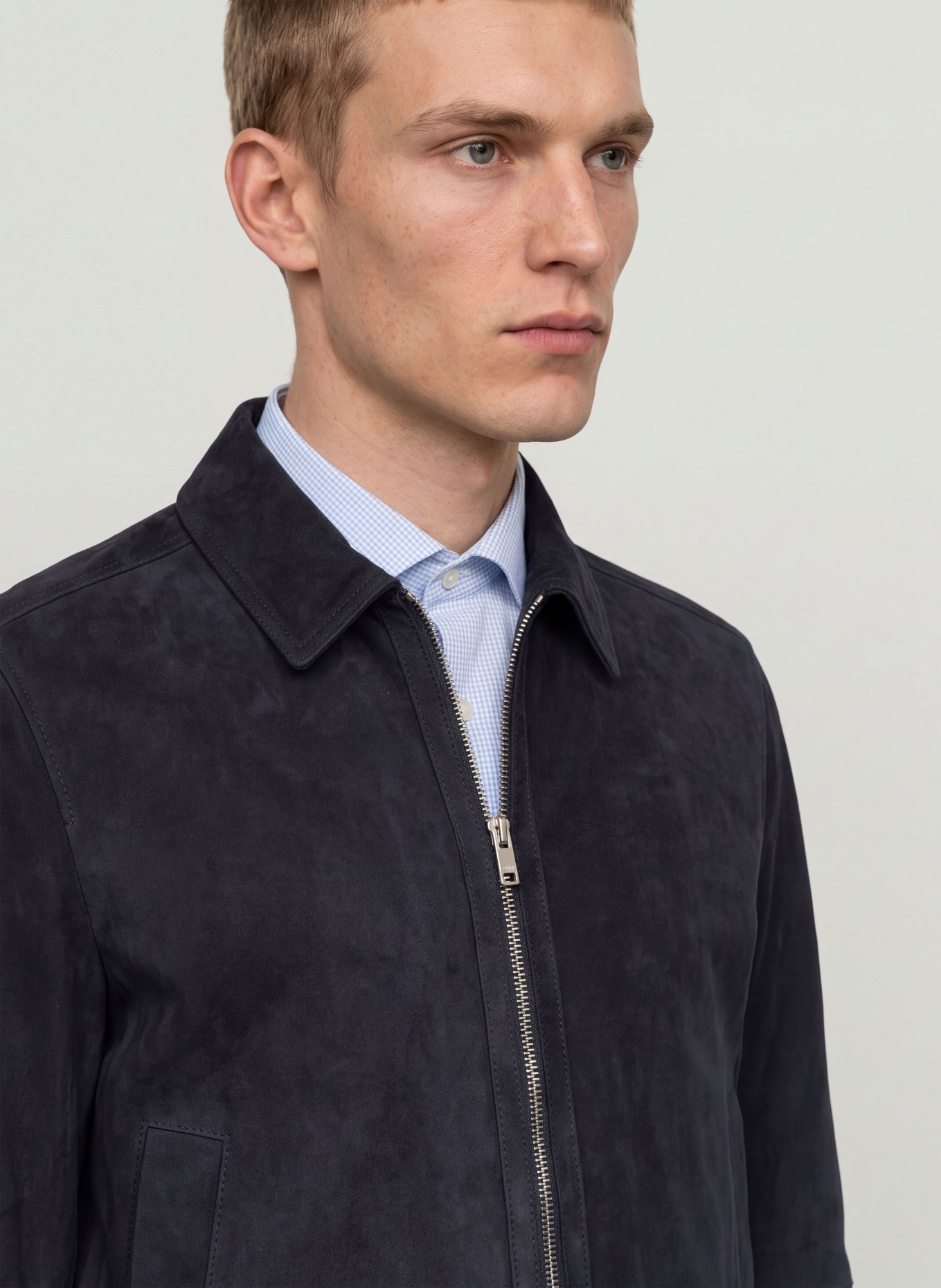 BOSS MALBANO Leather Jacket: DARK BLUE