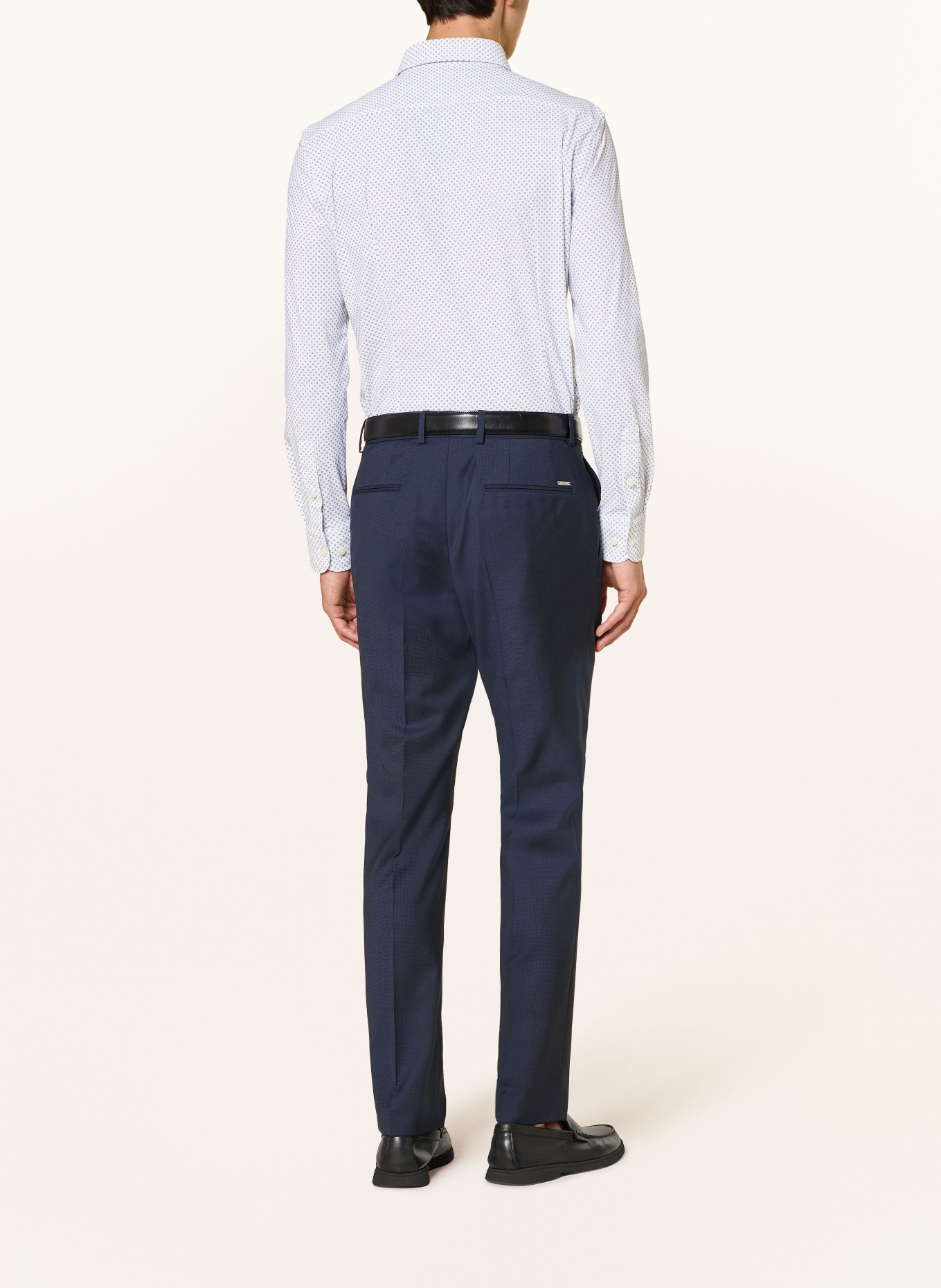 BOSS Overhemd HANK Slim Fit: DONKERBLAUW / WIT