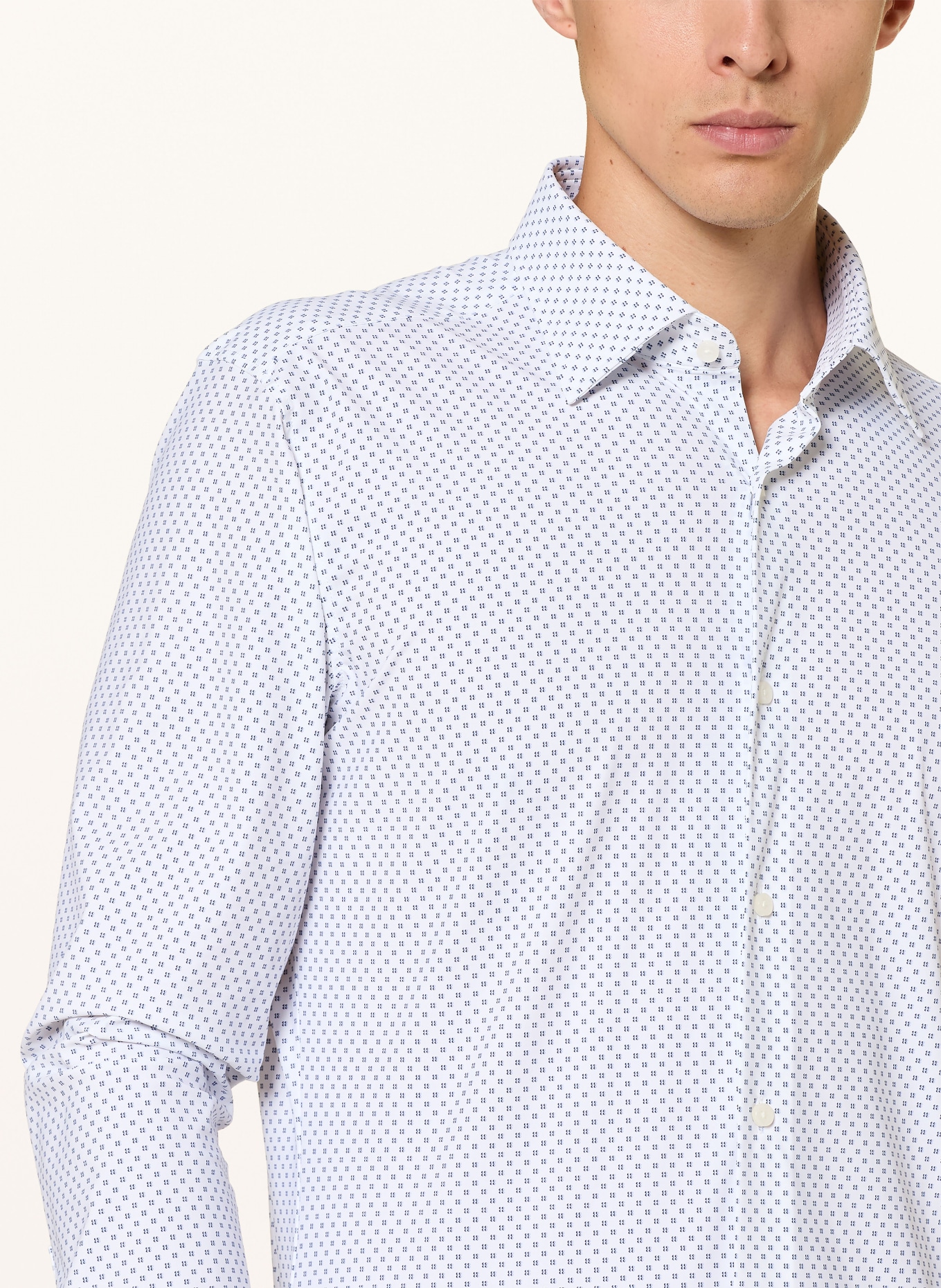 BOSS Overhemd HANK Slim Fit: DONKERBLAUW / WIT