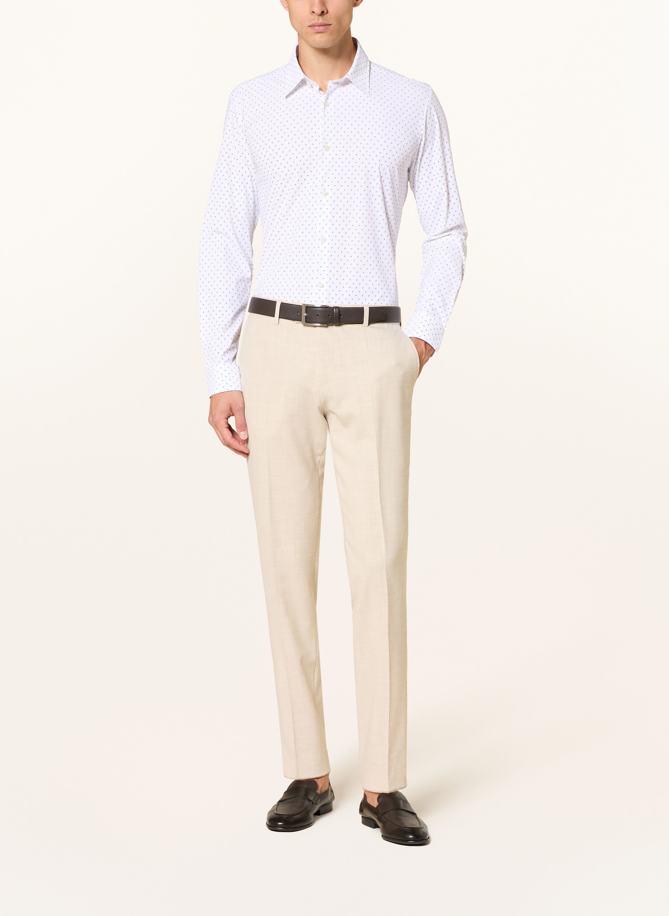 BOSS ROAN Slim Fit Shirt: WHITE / LIGHT GRAY / BLACK