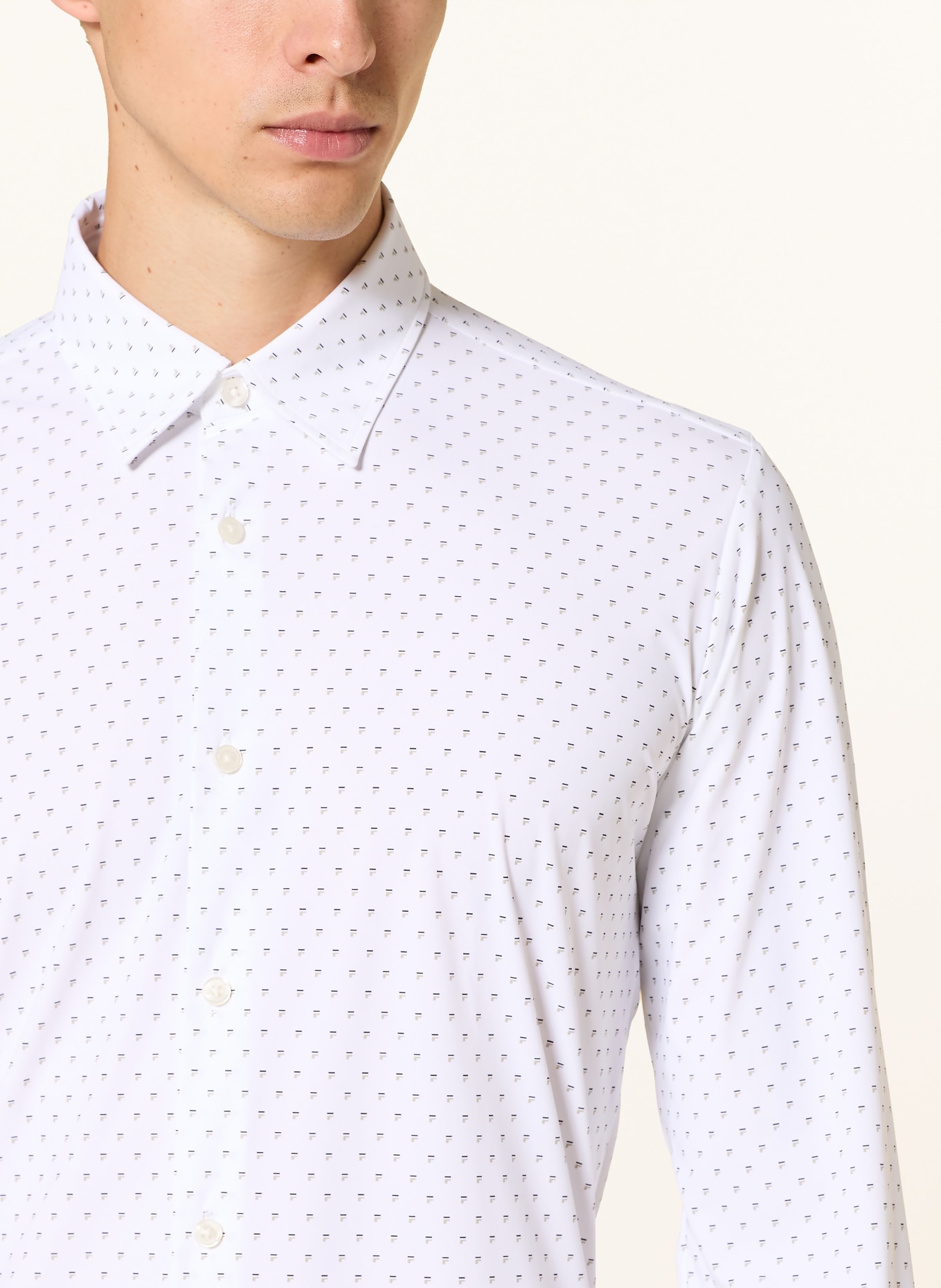 BOSS ROAN Slim Fit Shirt: WHITE / LIGHT GRAY / BLACK