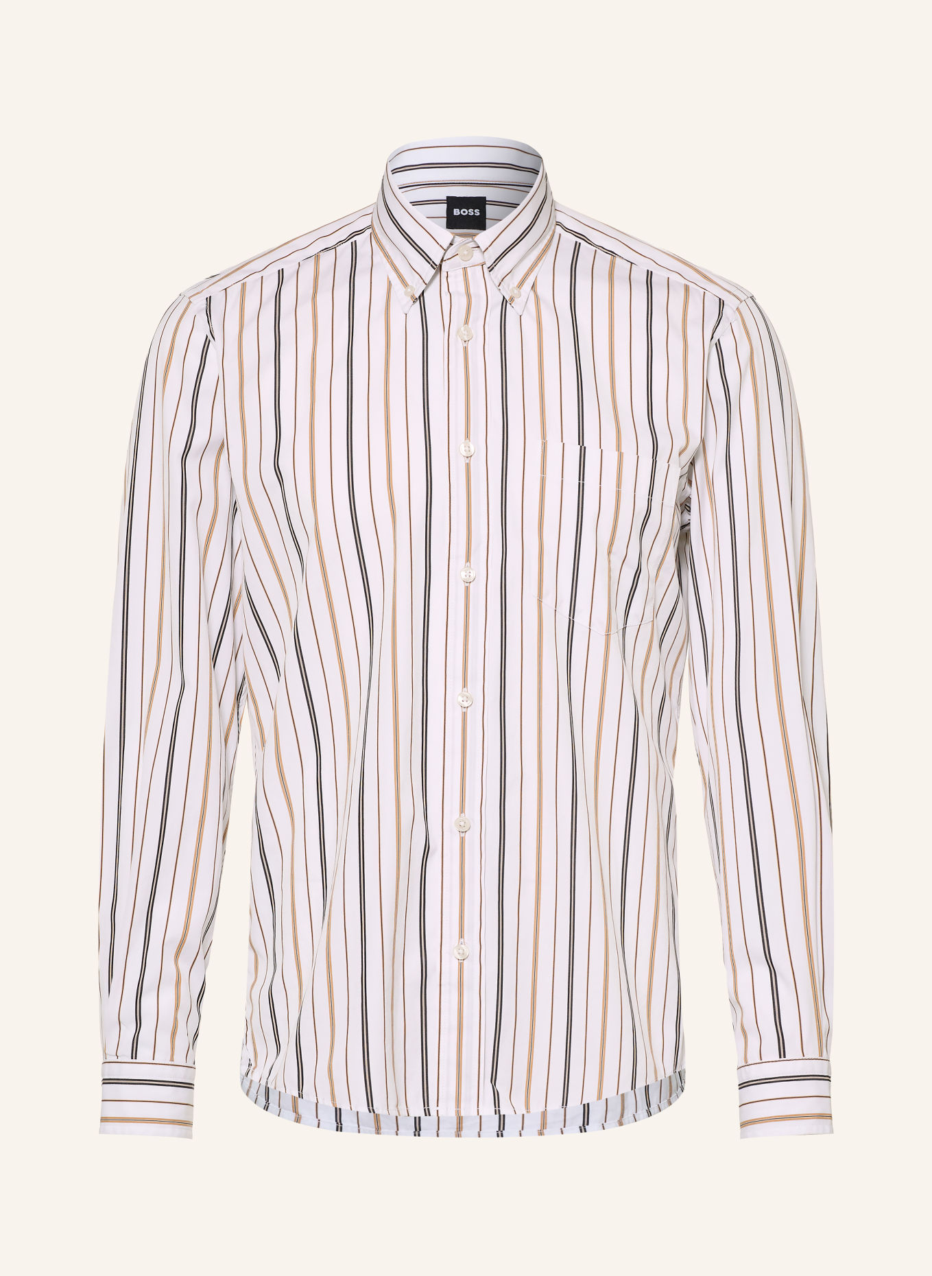 BOSS Chemise LIAM coupe classique: BLANC / CHAMEAU / NOIR