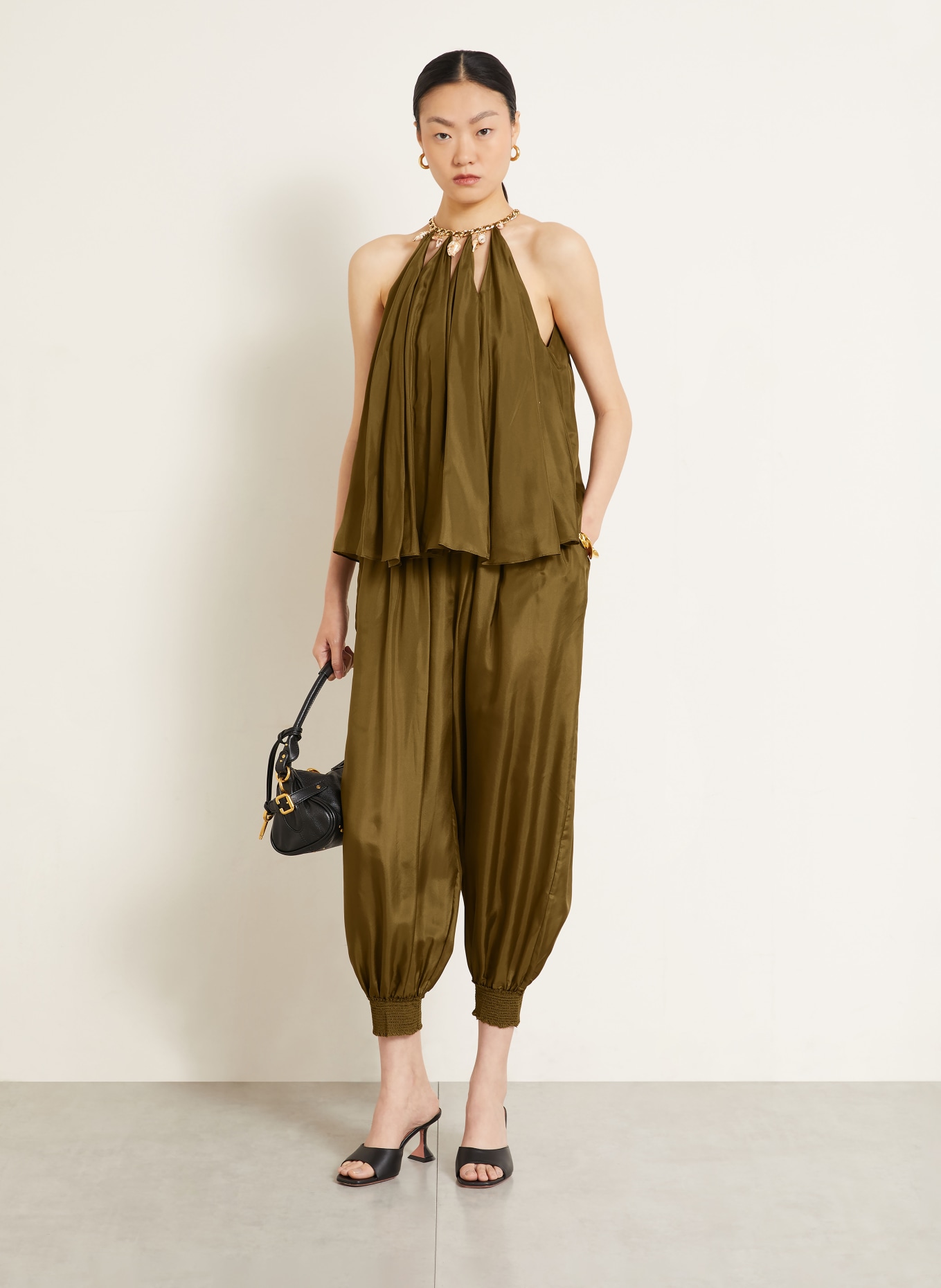 ZIMMERMANN MAHON Silk Blouse Top: OLIVE
