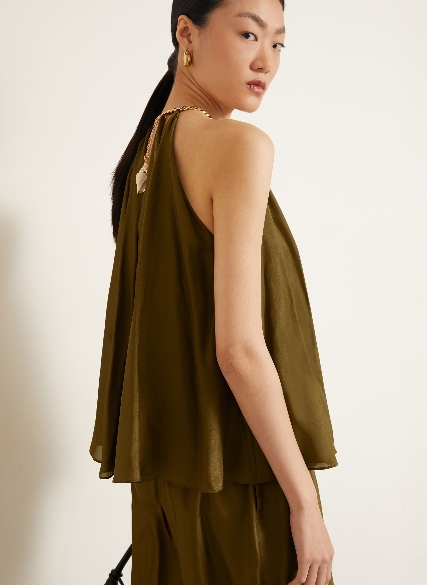 ZIMMERMANN MAHON Silk Blouse Top: OLIVE