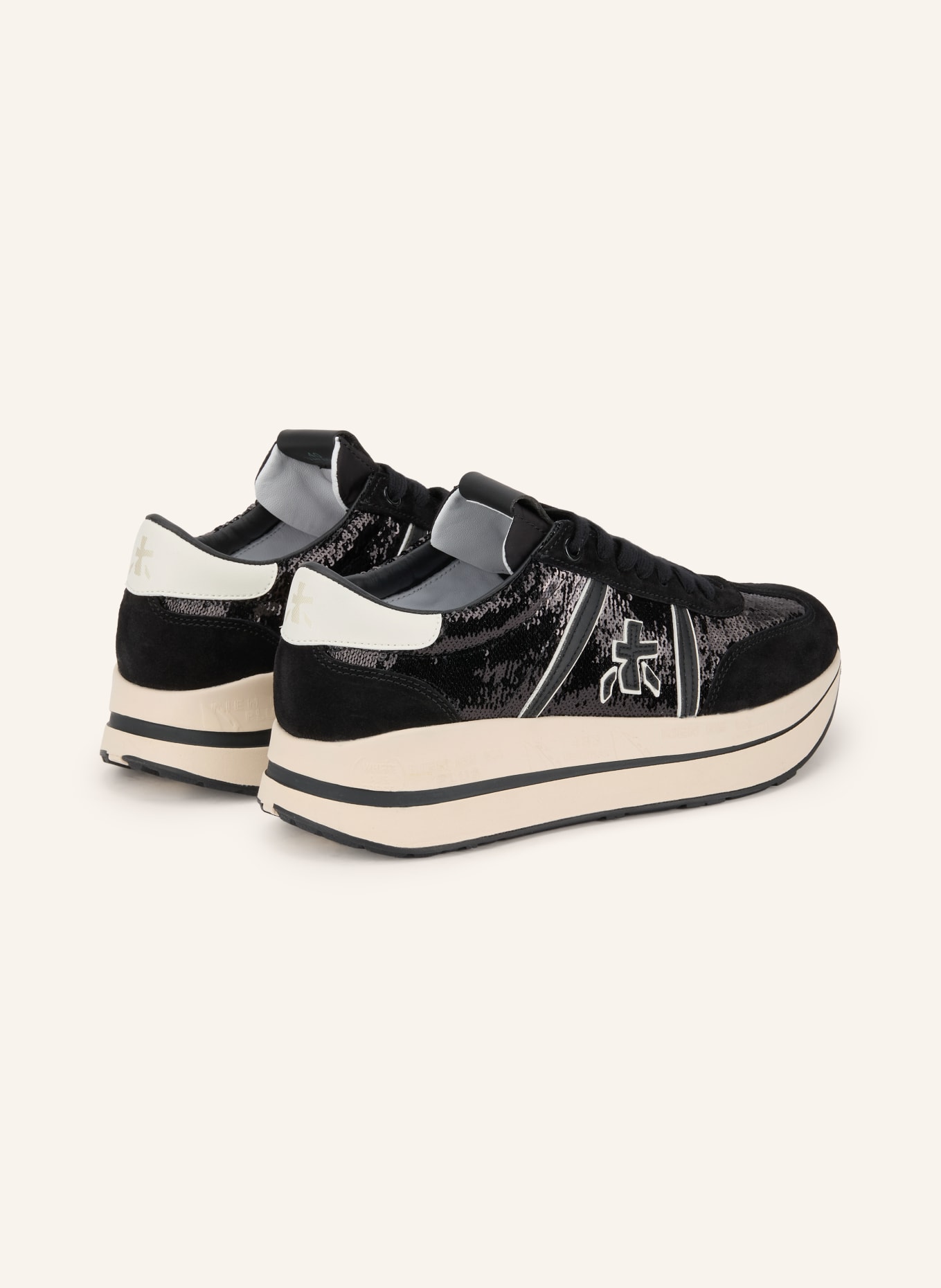 PREMIATA Sneaker BETHCOIN mit Pailletten: SCHWARZ / ECRU