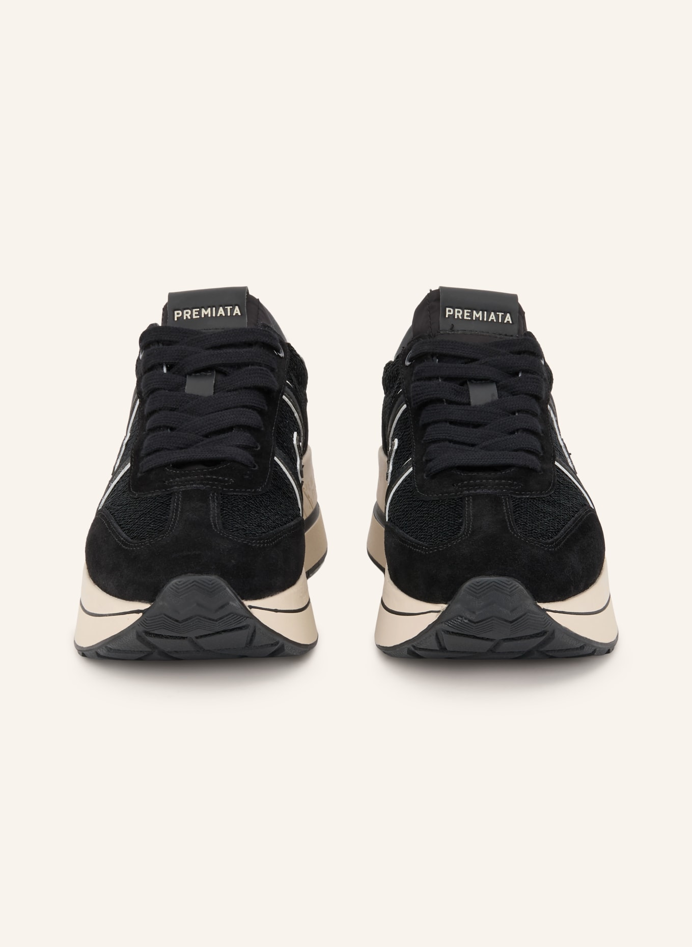 PREMIATA Sneaker BETHCOIN mit Pailletten: SCHWARZ / ECRU