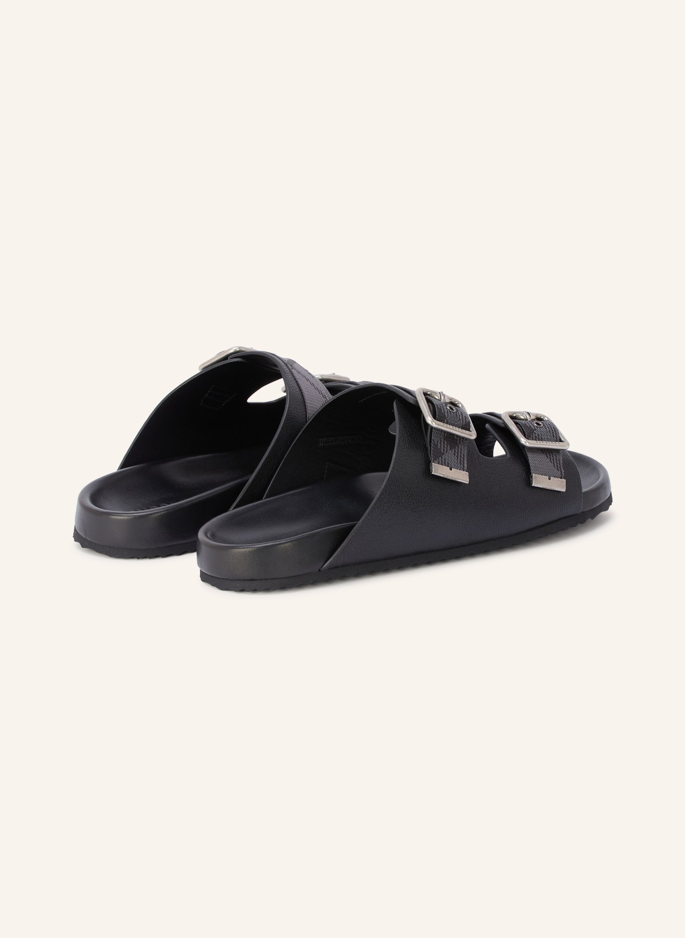 BURBERRY URCHIN Slides: BLACK / SILVER / DARK GRAY