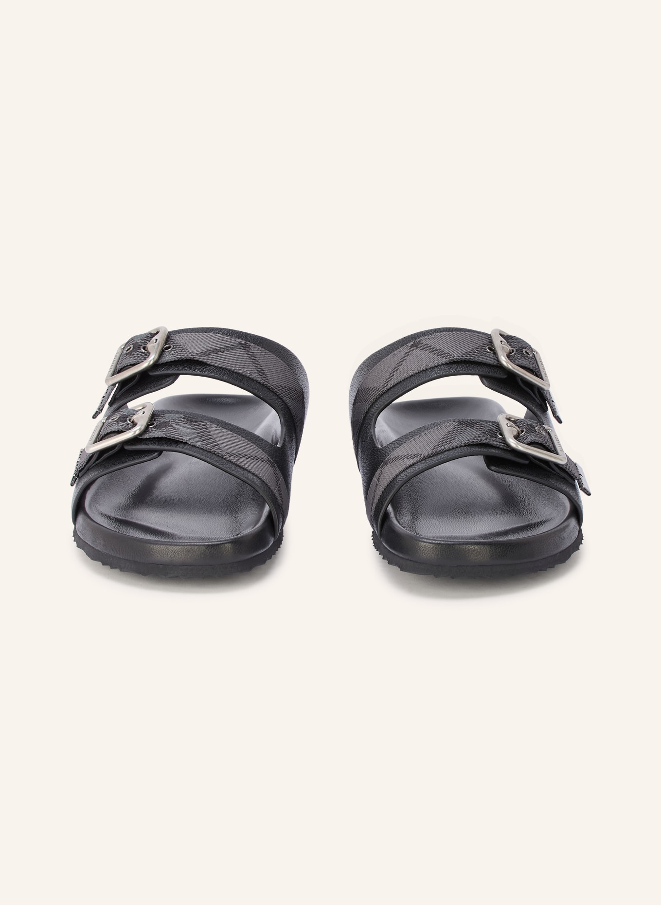 BURBERRY URCHIN Slides: BLACK / SILVER / DARK GRAY