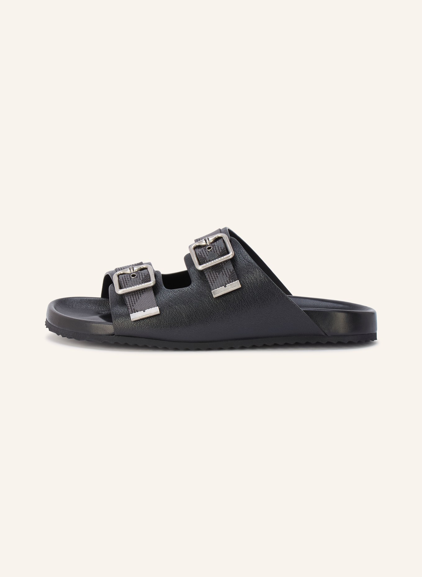 BURBERRY URCHIN Slides: BLACK / SILVER / DARK GRAY