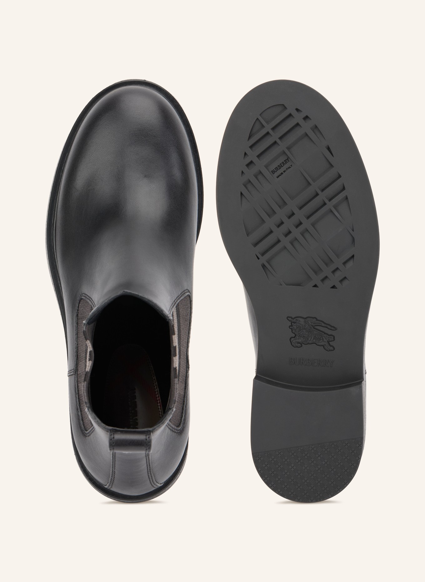 BURBERRY Chelsea Boots PEMBROKE: SCHWARZ / DUNKELGRAU / GRAU