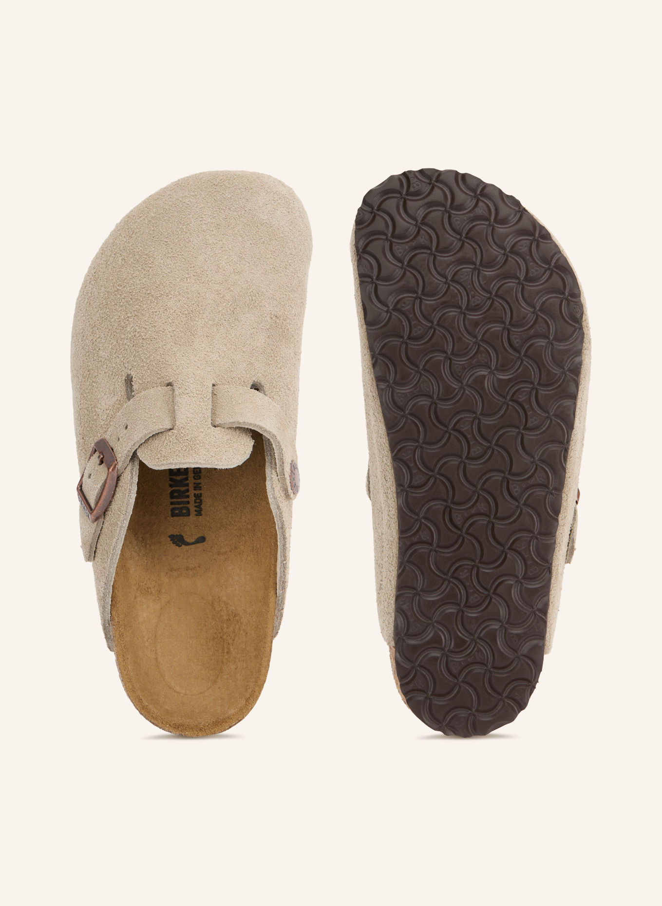 BIRKENSTOCK Pantofle BOSTON KIDS LEVE TAUPE SUEDE LEATHER: SVĚTLE ŠEDÁ