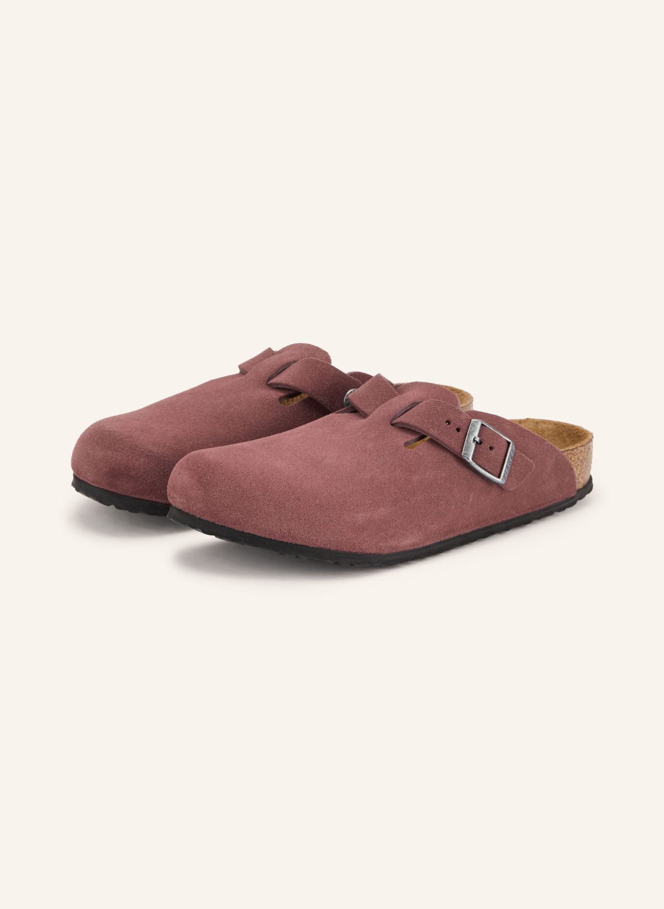 BIRKENSTOCK BOSTON KIDS LEVE PEPPER SUEDE LEATHER Slides: DARK BROWN