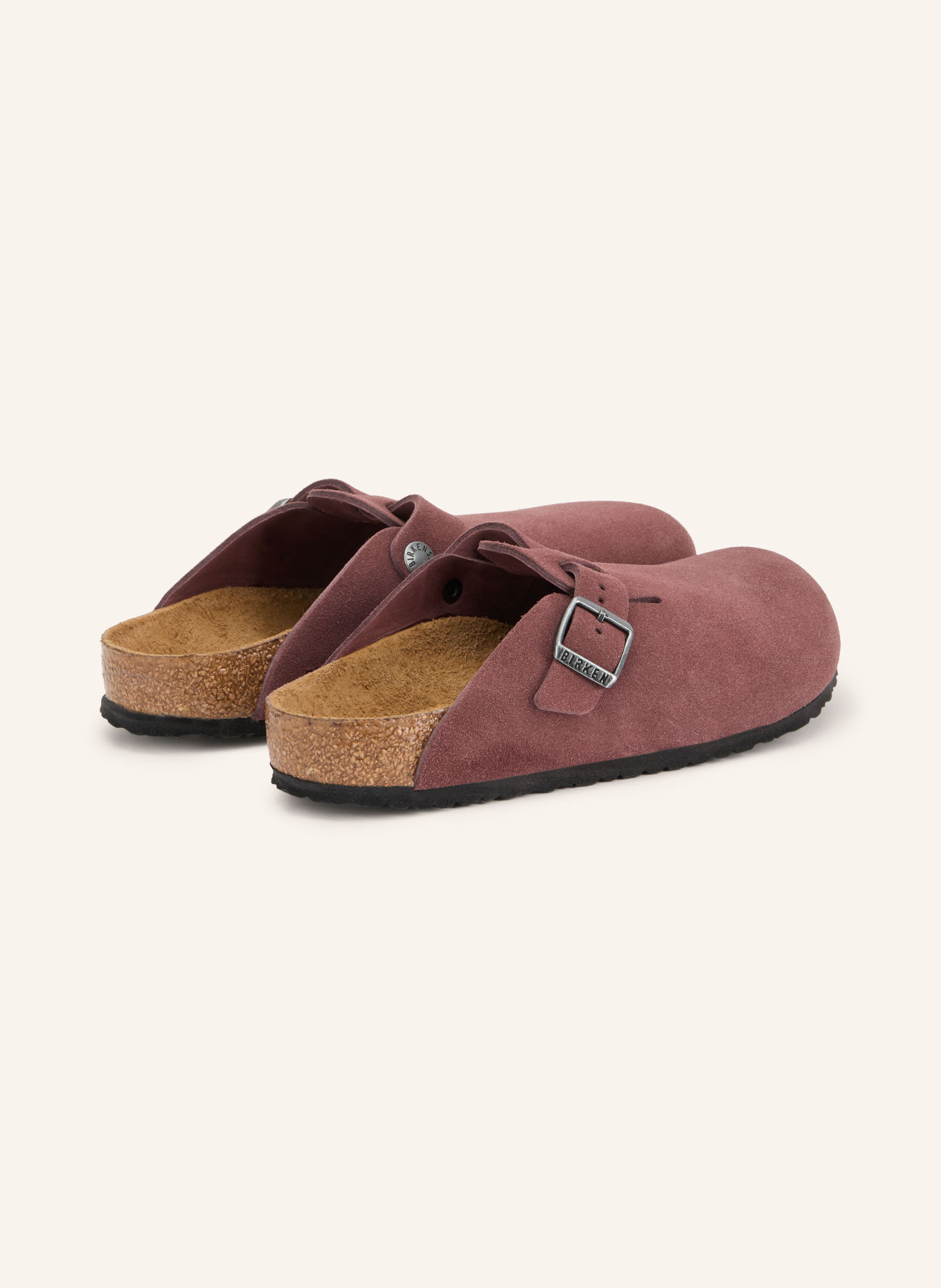 BIRKENSTOCK BOSTON KIDS LEVE PEPPER SUEDE LEATHER Slides: DARK BROWN
