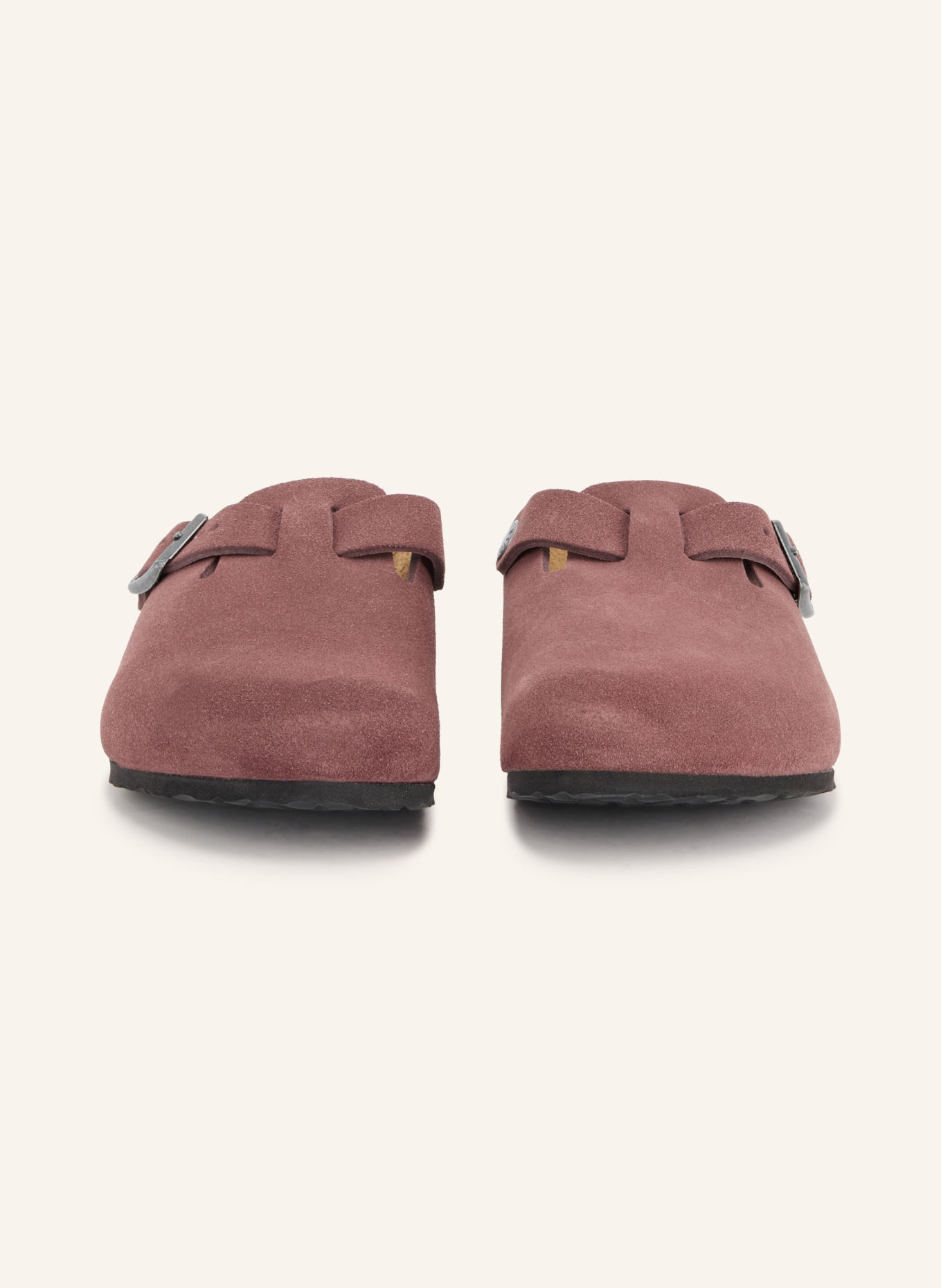 BIRKENSTOCK BOSTON KIDS LEVE PEPPER SUEDE LEATHER Slides: DARK BROWN