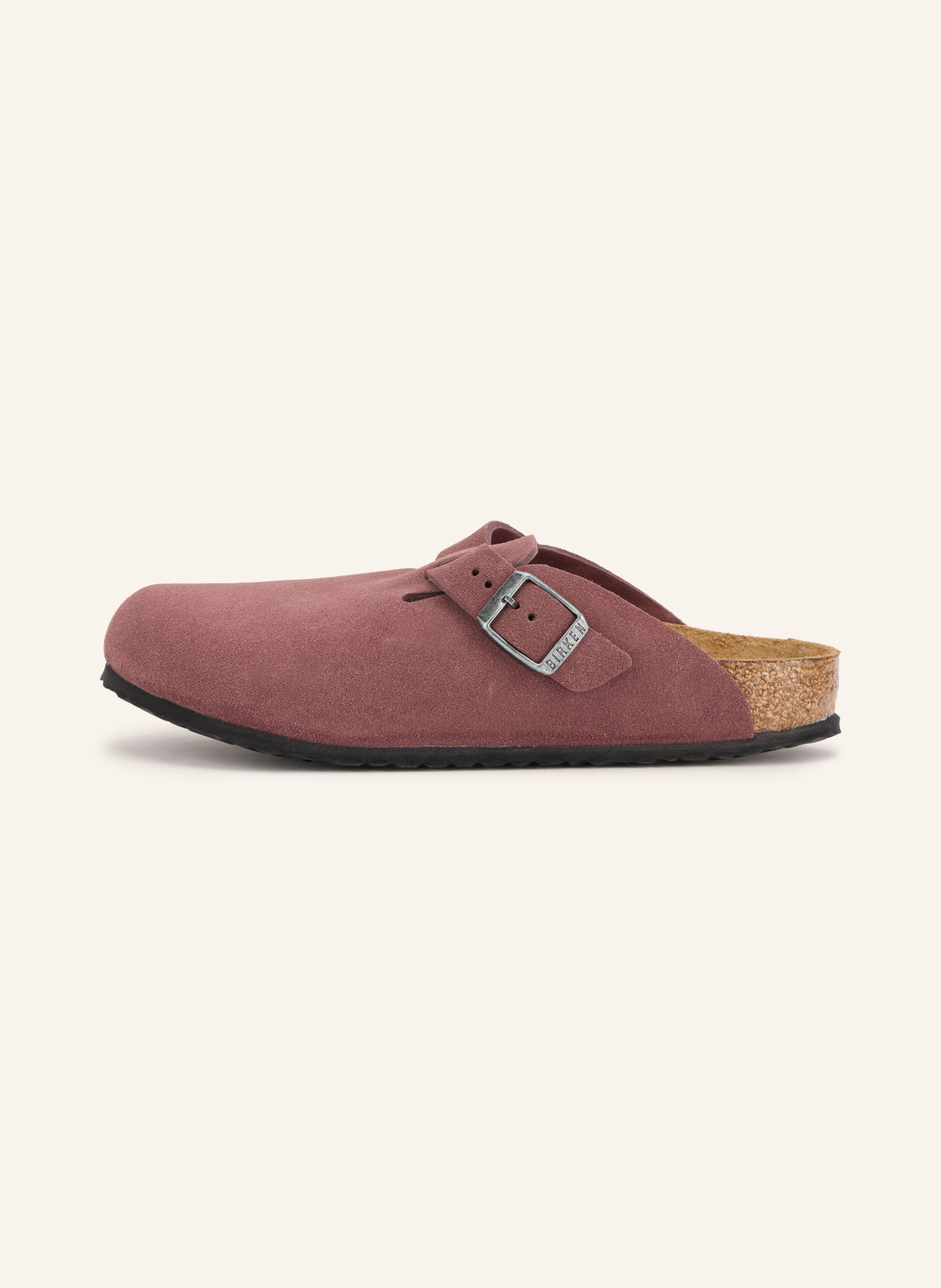 BIRKENSTOCK BOSTON KIDS LEVE PEPPER SUEDE LEATHER Slides: DARK BROWN