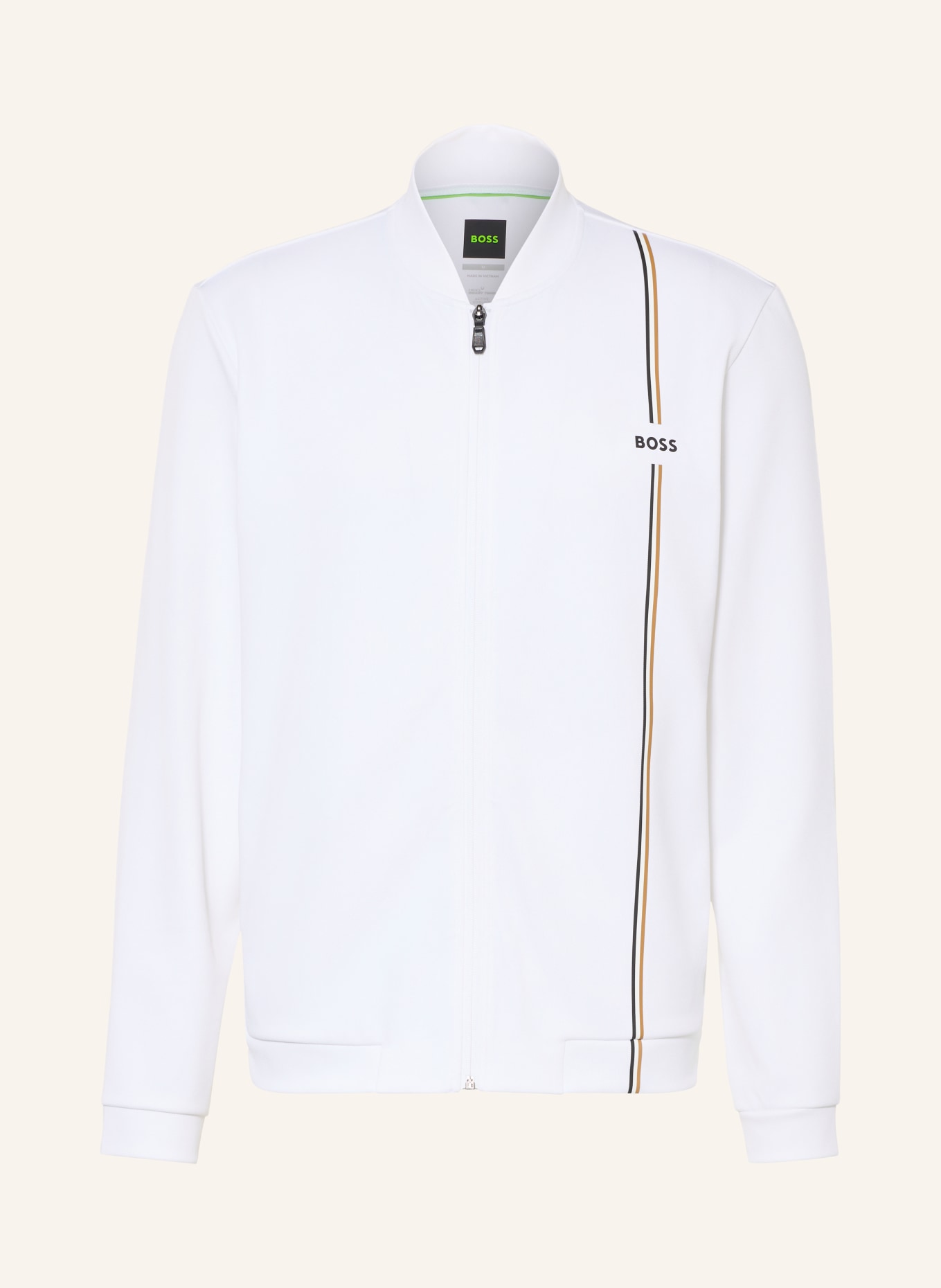 BOSS Tennisjacke ACTIVE: WEISS / BEIGE / SCHWARZ