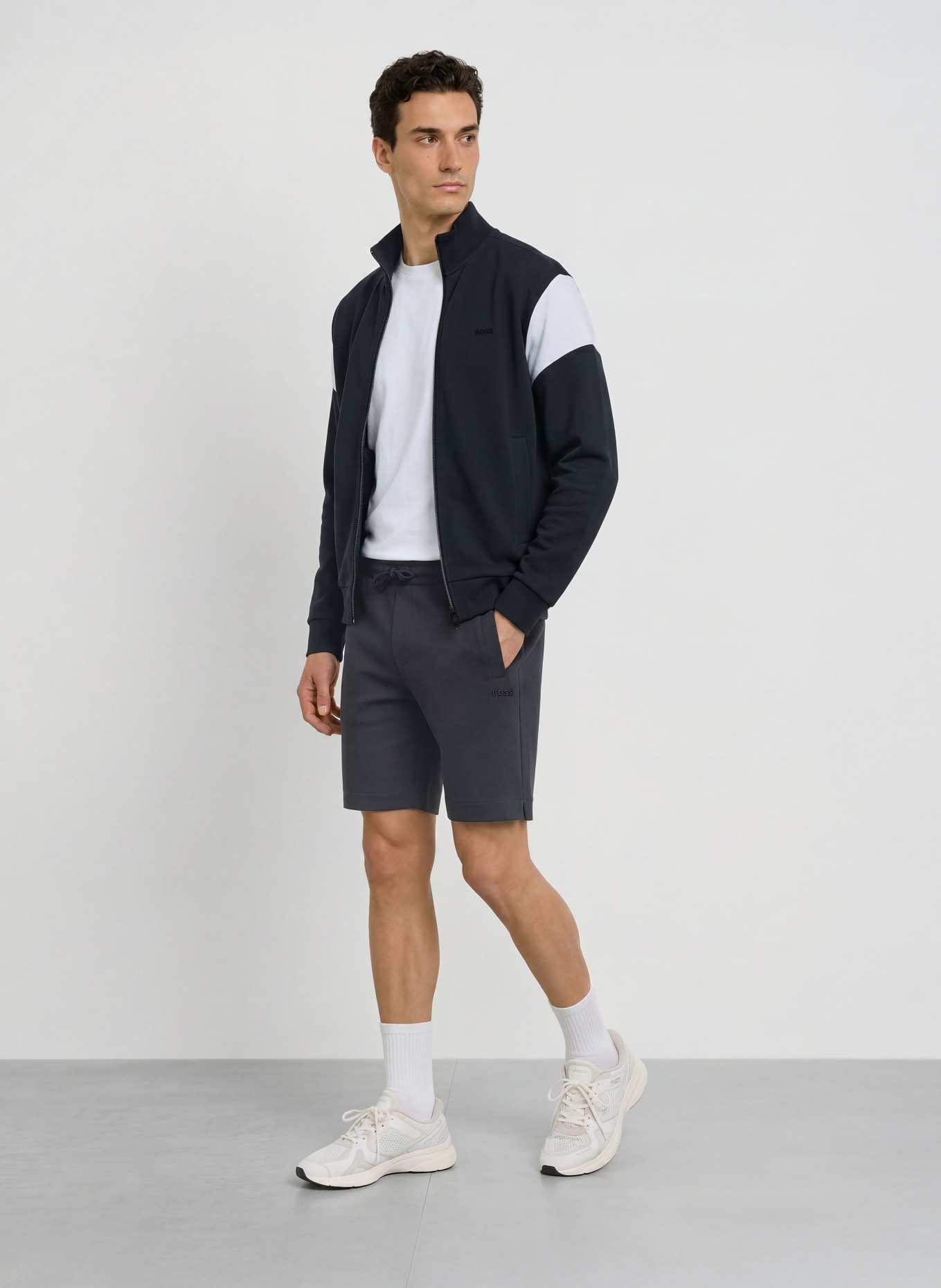 BOSS UNION SKAZ Training Jacket: DARK BLUE / WHITE