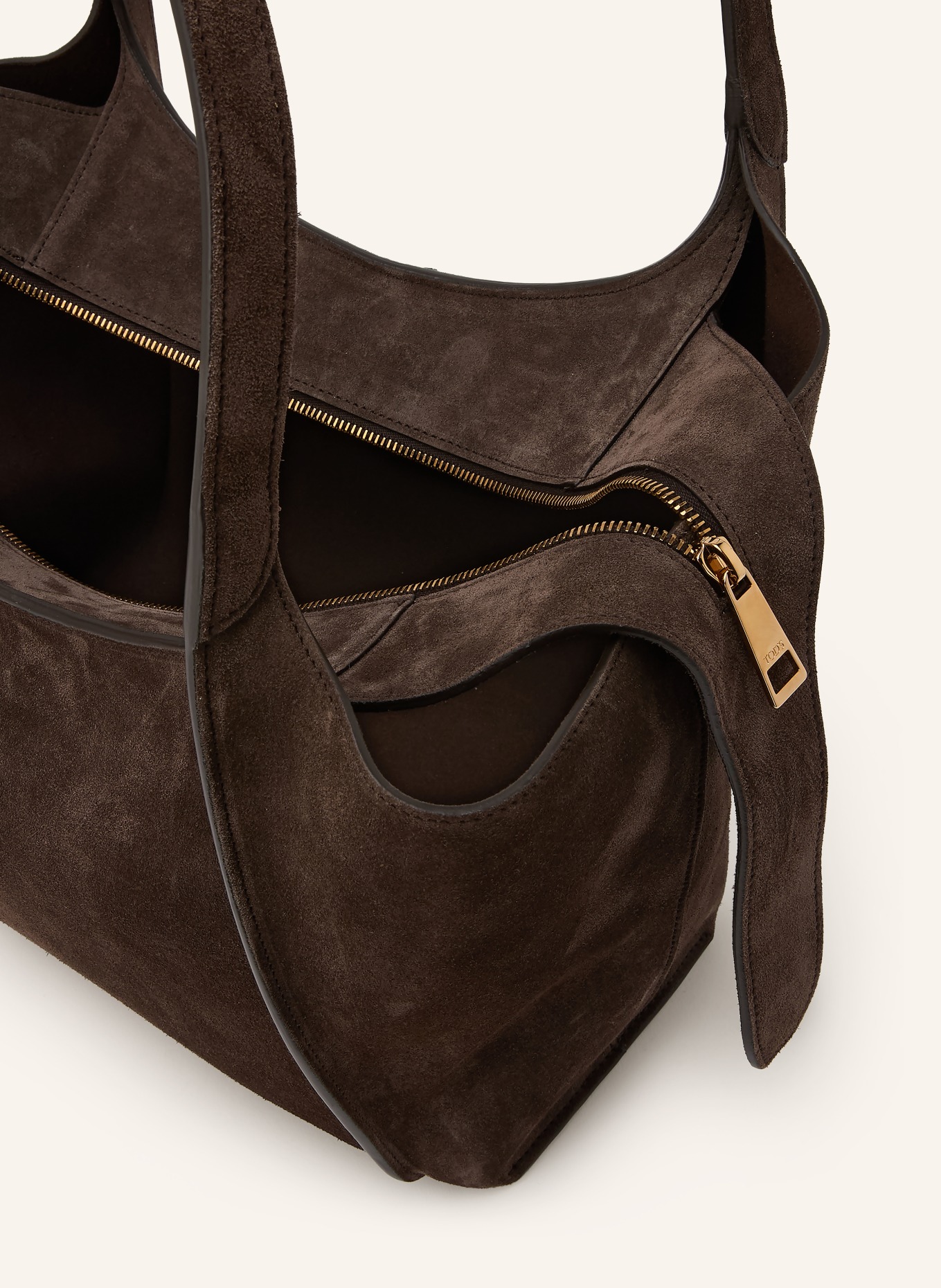 TOD'S Shopper T TIMELESS SMALL: MÖRKBRUN / GULD